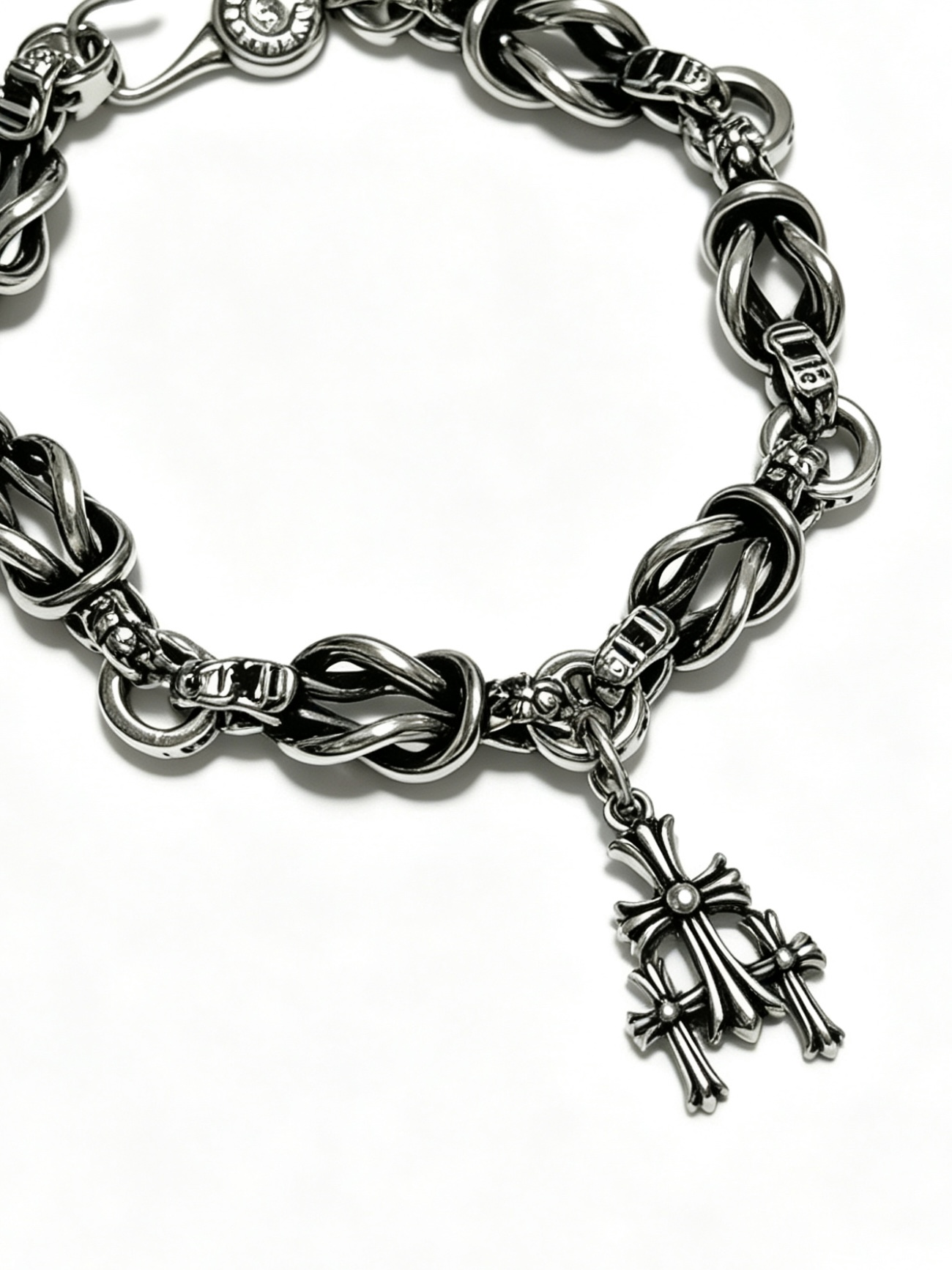 Chrome Hearts Oxidized Silver Unisex Bracelet