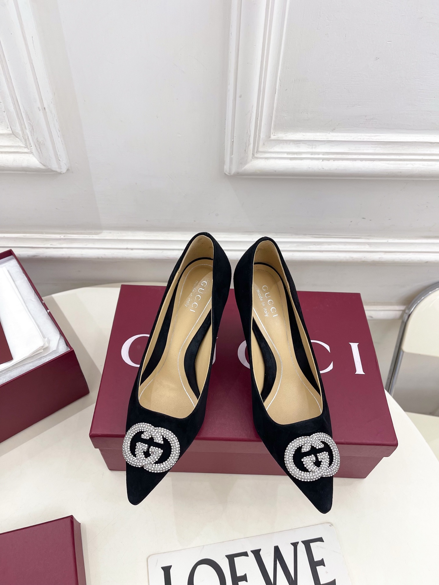 Women's Gucci pump with crystal Interlocking