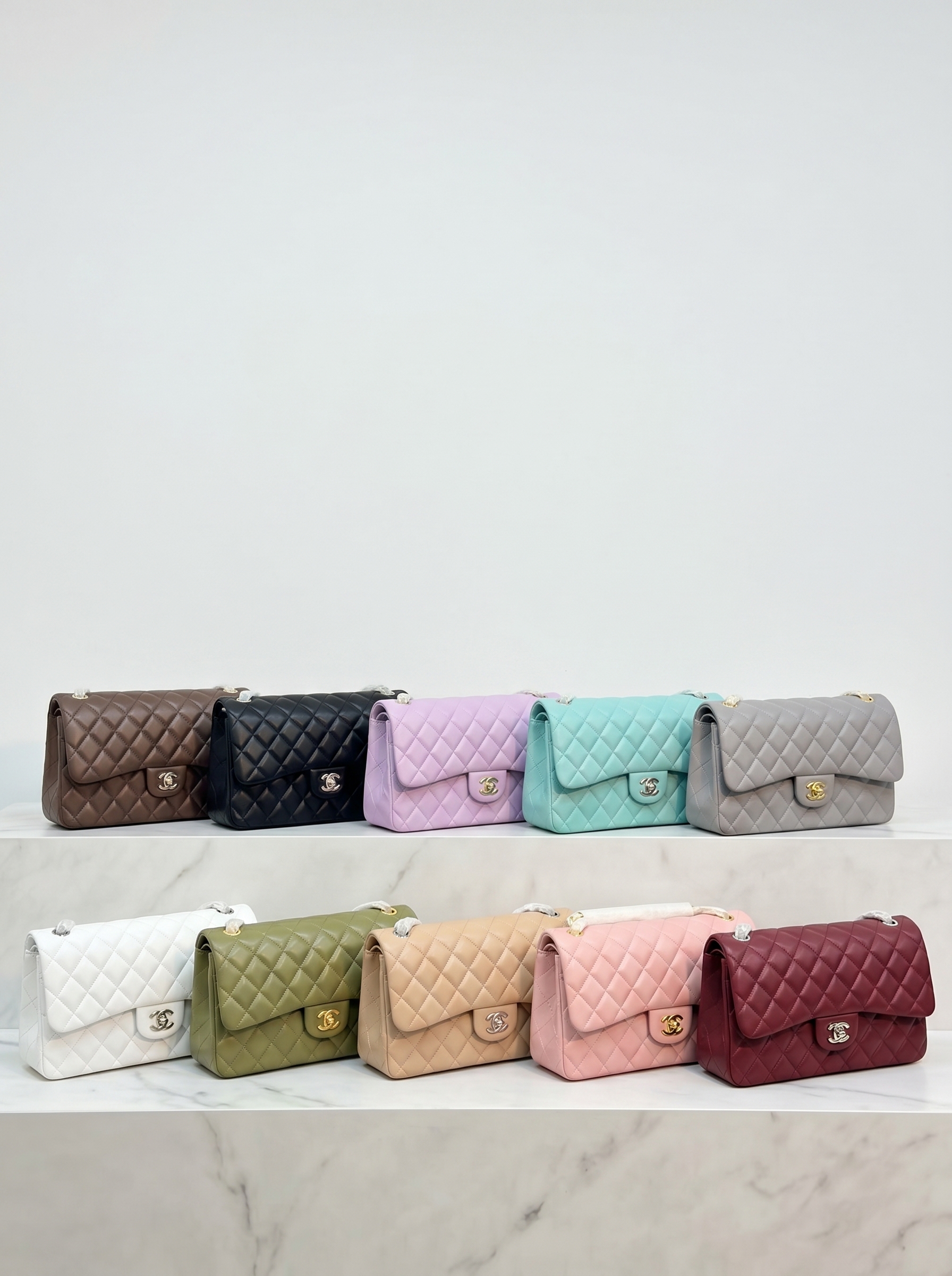 Chanel CF Mini 20CM Caviar Quilted Leather CC Logo Chain Flap Shoulder Bag - KAIROO