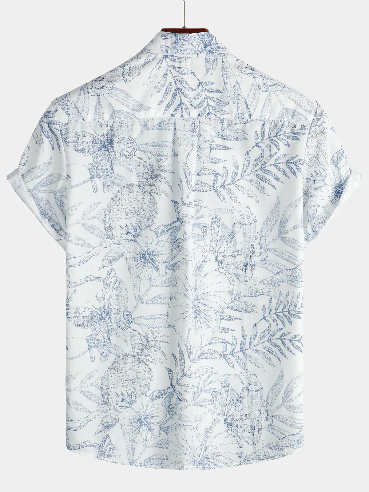 Men's White Retro Floral Print Hawaiian Short Sleeve Shirt