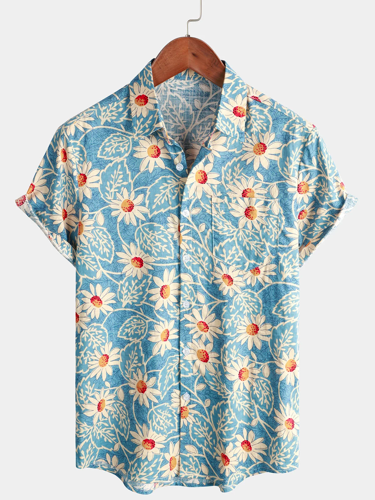 Men's Retro Cotton Floral Hawaiian Shirt