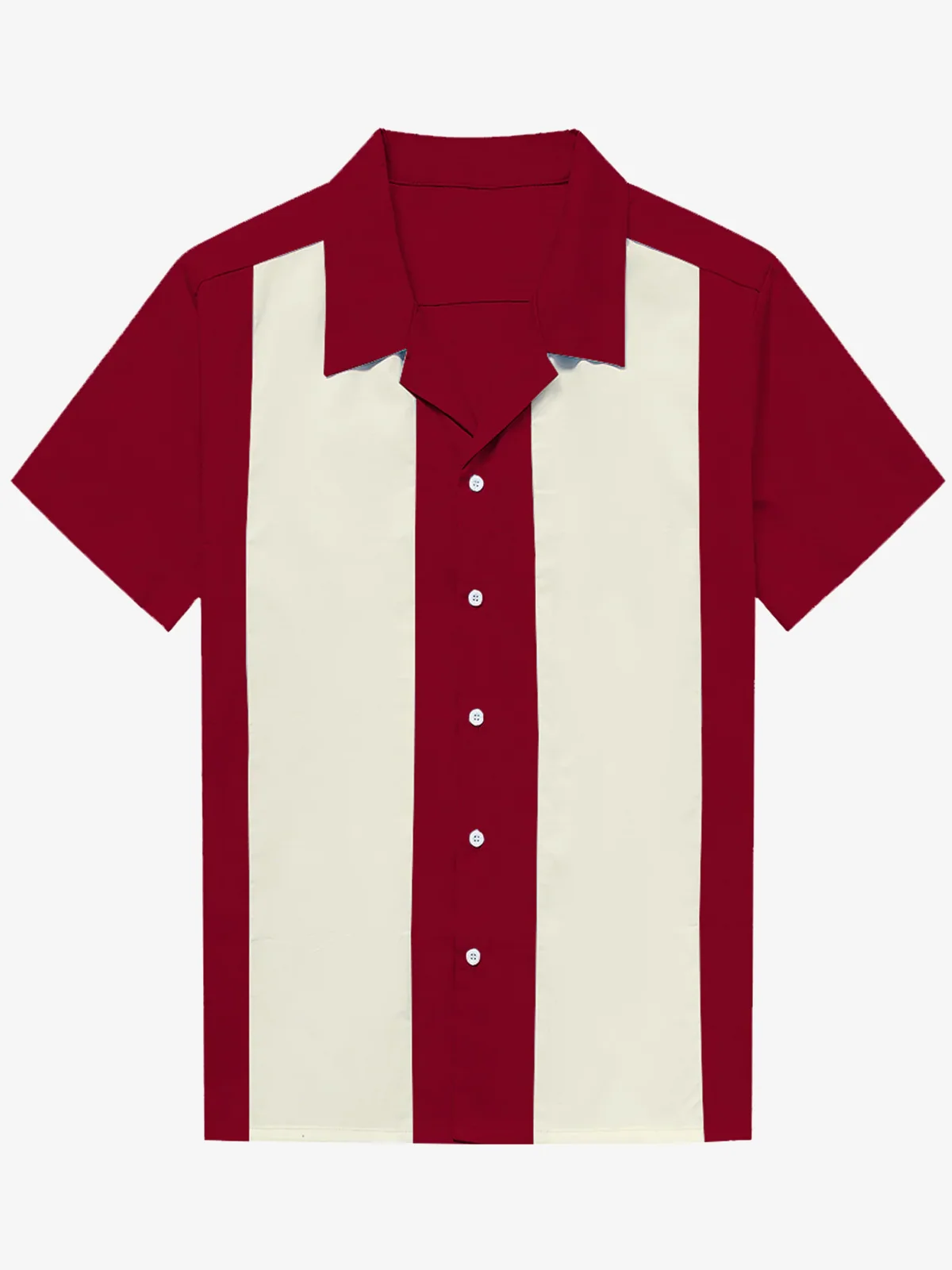 Men's Blue 50s Cuban Collar Short Sleeve Shirt