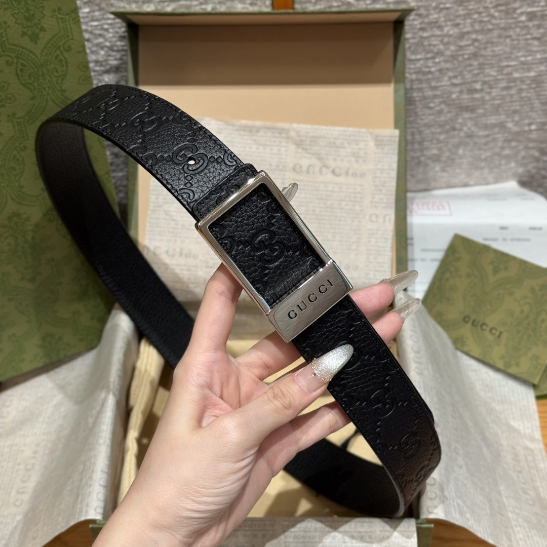 Gucci Reversible Belt with Rectangle Buckle 3.5cm