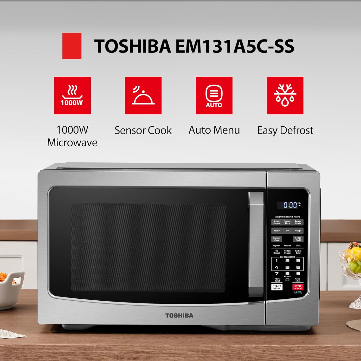 EM131A5C-SS Countertop Microwave Ovens 1.2 Cu Ft with 12.4