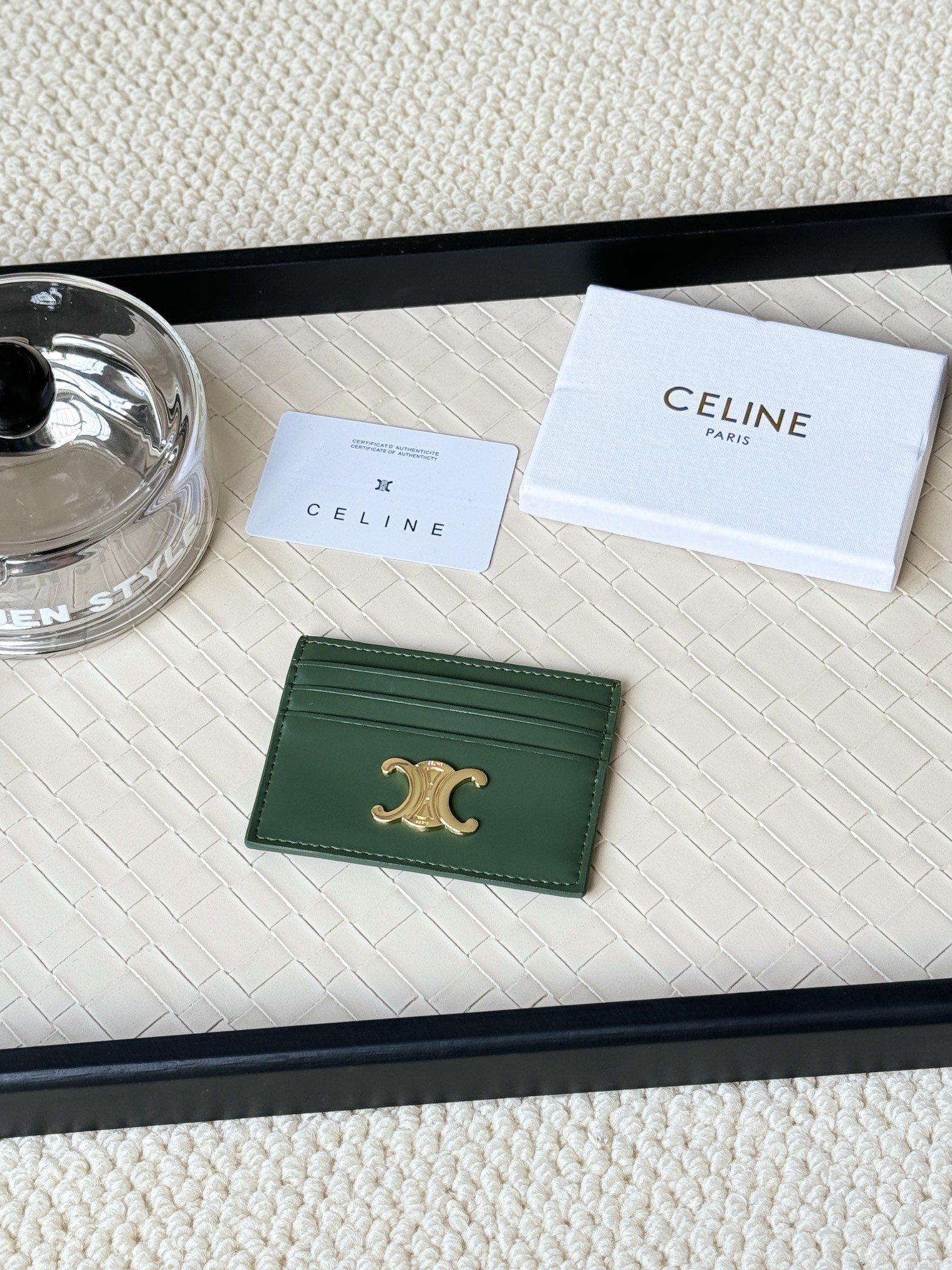 Celine Leather Central Metal Triomphe Logo Multi-slot Card Holder - KAIROO