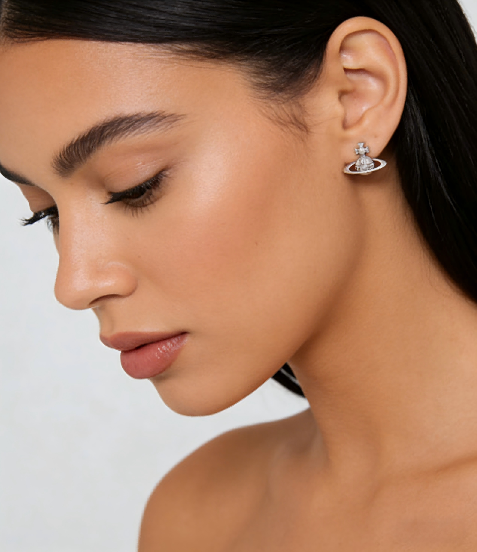 2026 New Vivienne Westwood Silver Tone Mini Orb Stud Earrings for Women, Trendy Y2K Aesthetic Minimalist Jewelry, Perfect for Daily & Office Wear