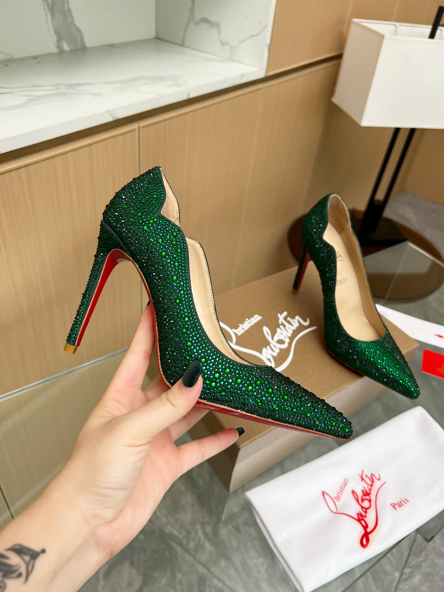 Christian Louboutin Crystals Leather Pump
