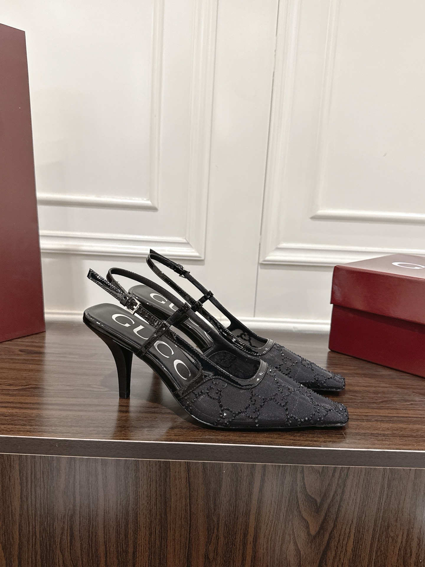 Women's Gucci  GG crystal slingback pump