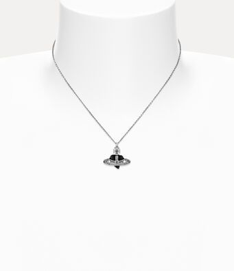 2026 New Vivienne Westwood Style Black Heart Saturn Pendant Necklace - Silver Tone Rhinestone Celestial Jewelry for Women