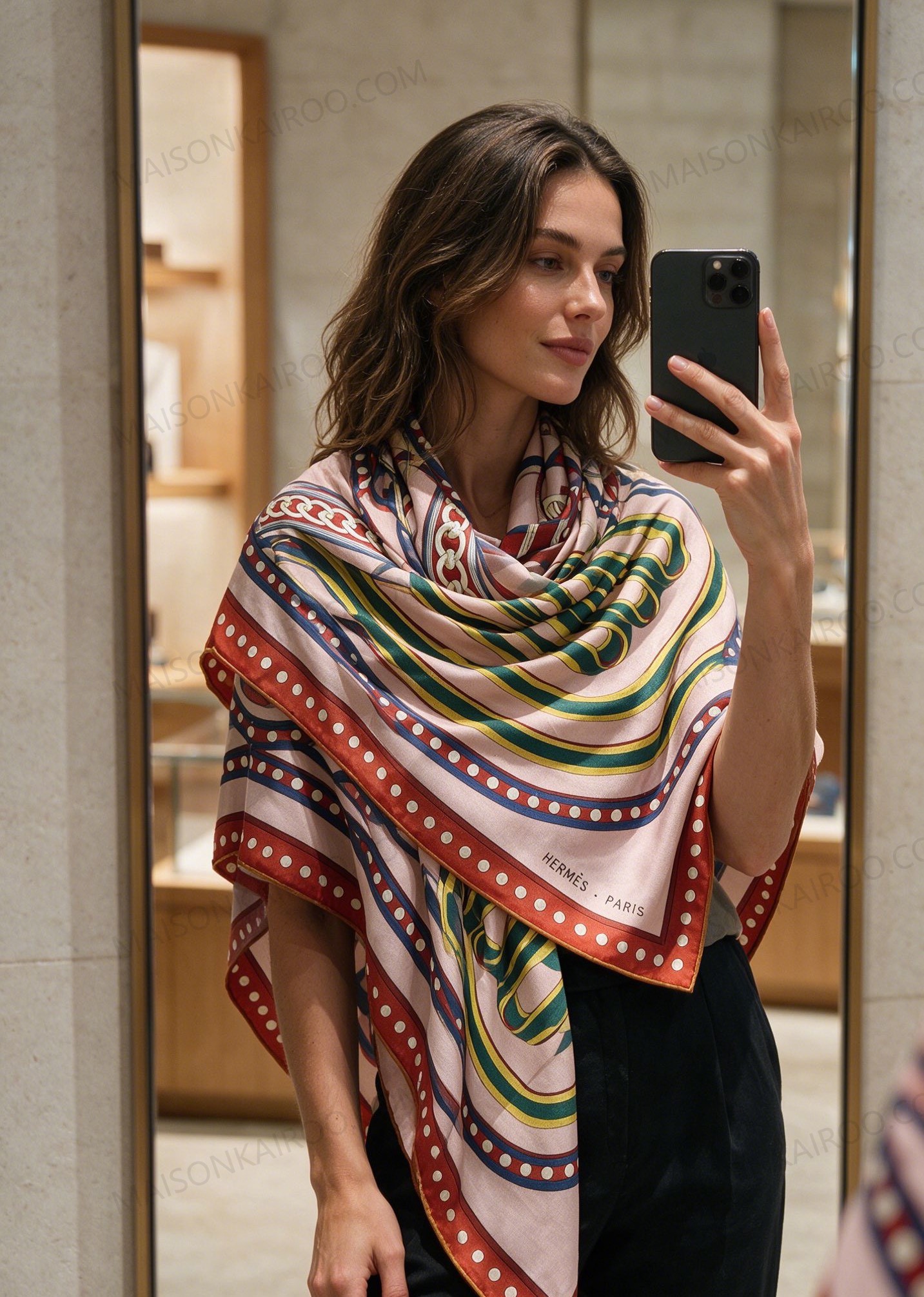 Hermes Equestrian Bridle 140 Silk‑Cashmere Shawl Scarf - KAIROO