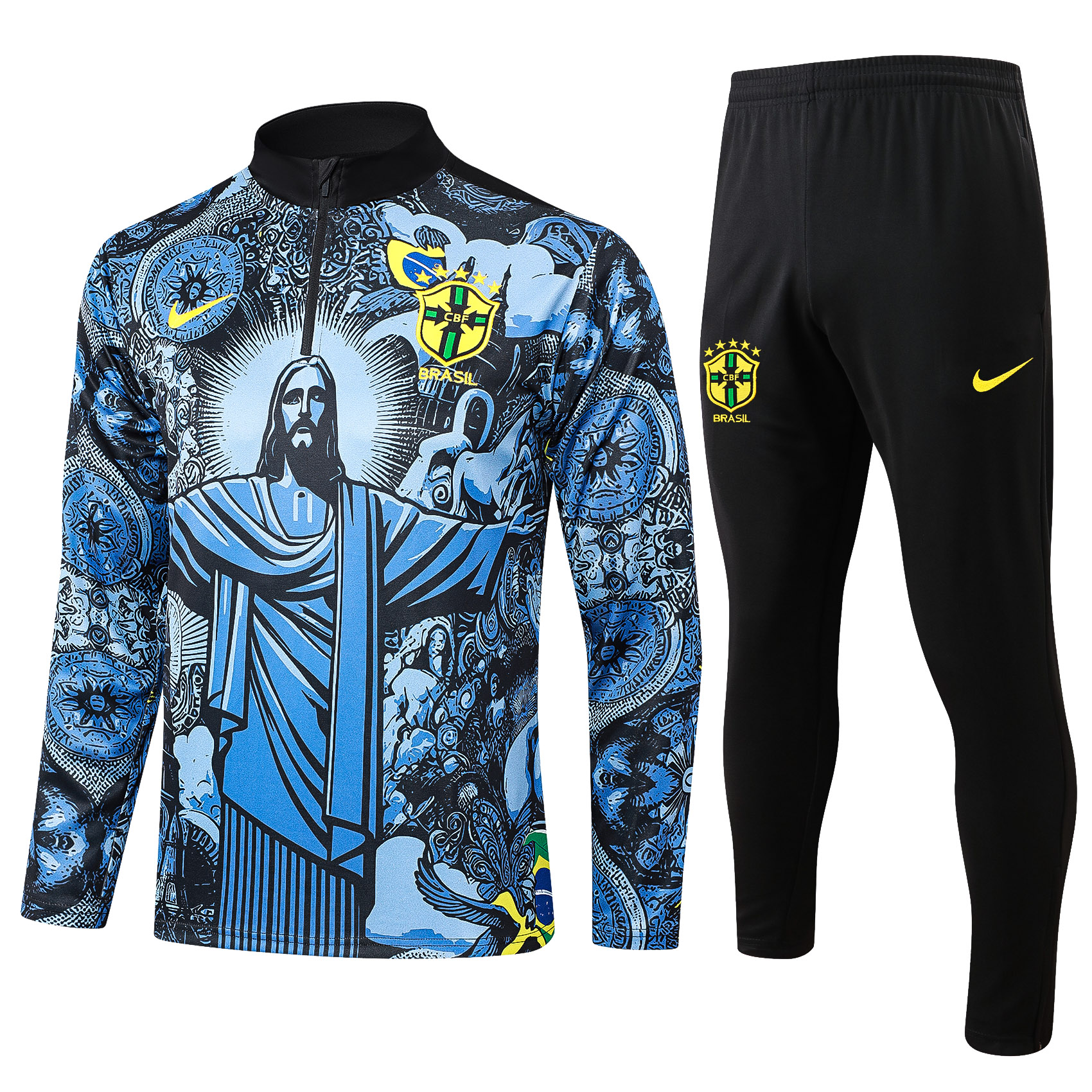 Adult / Kids Brasil 24/25 Half zipper training suit Blue