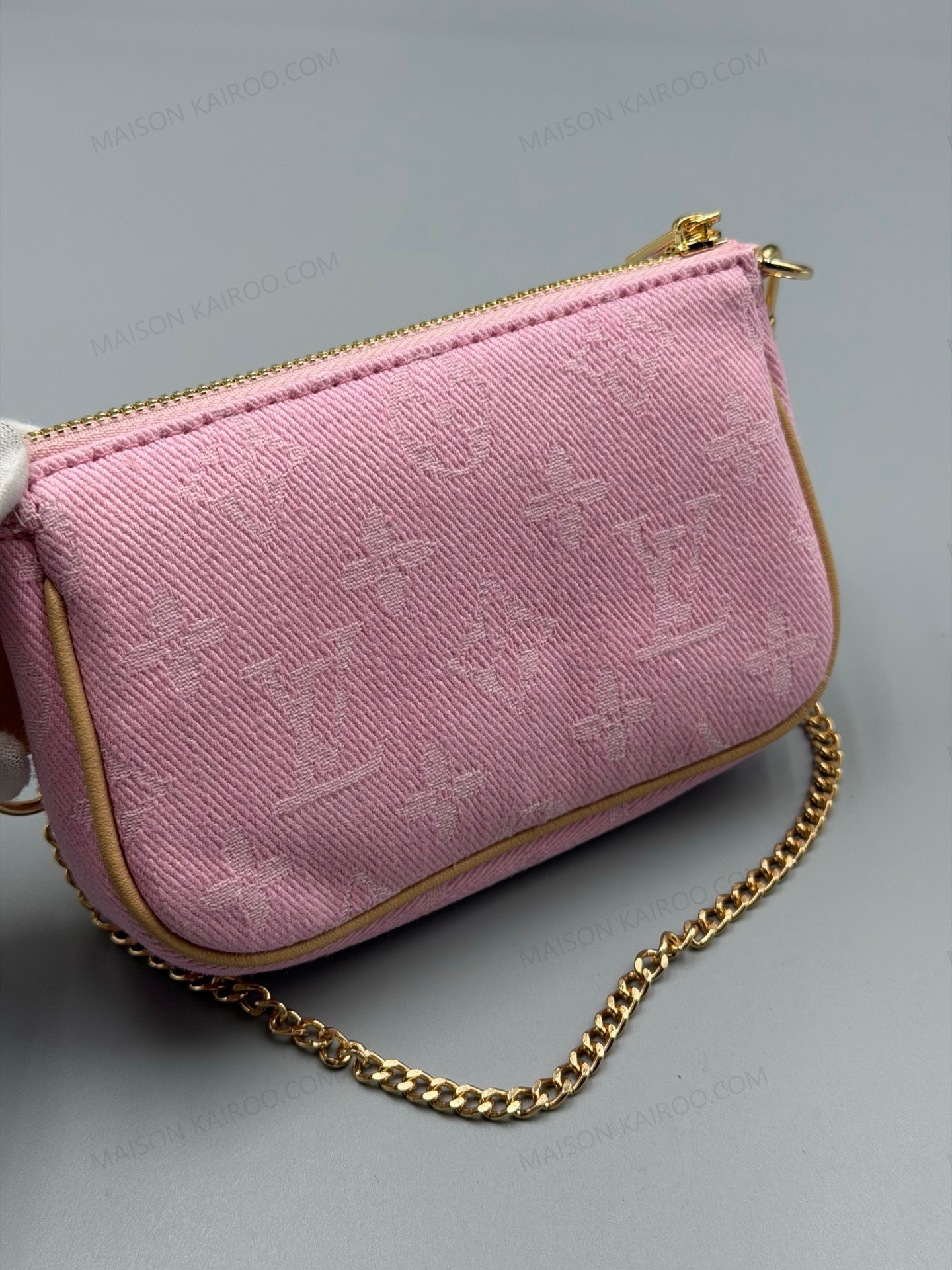 Louis Vuitton LV Mini Pochette Accessoires Monogram Denim Chain Zipper Pouch Bag - KAIROO