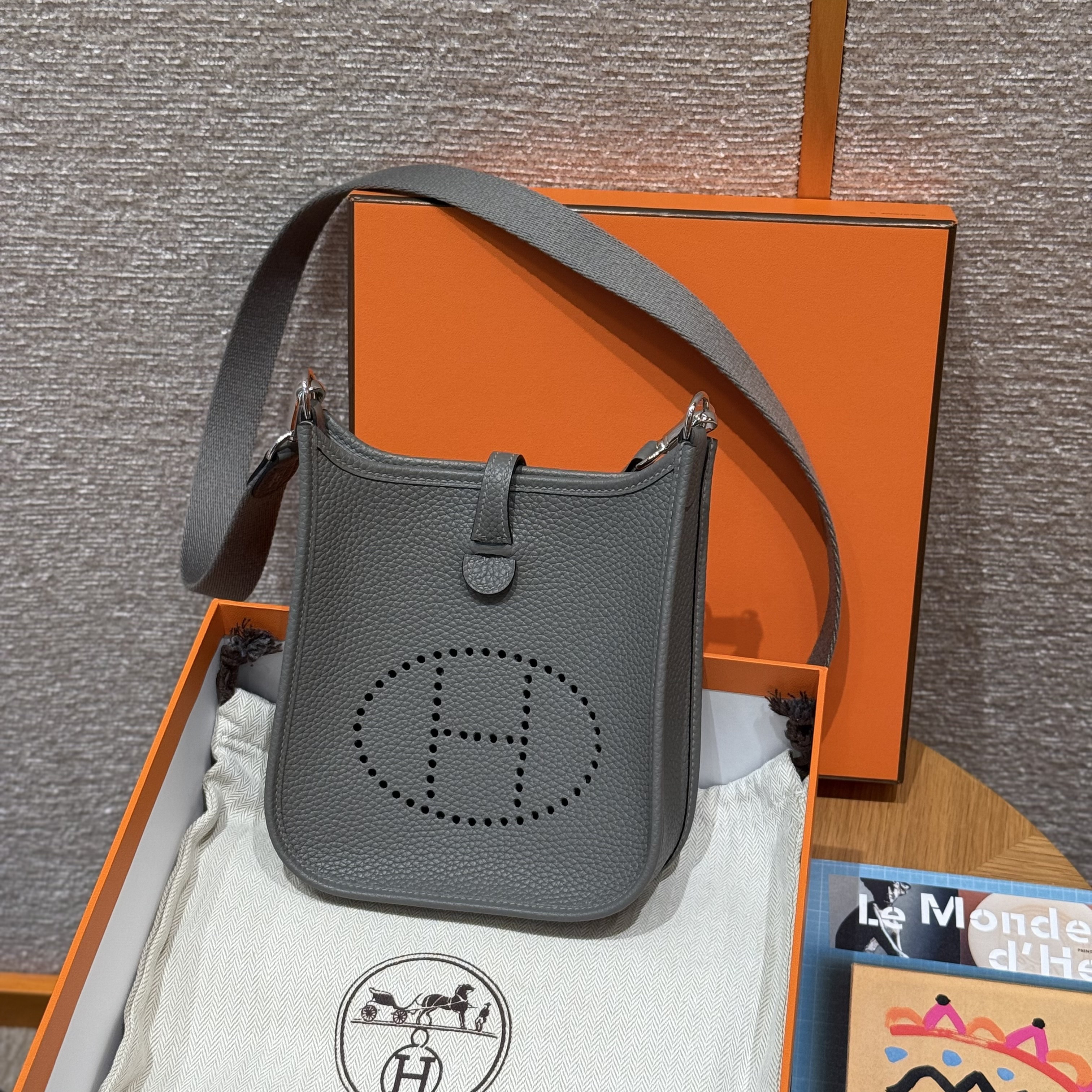 Hermes Gris Meyer Clemence Mini Evelyne 16