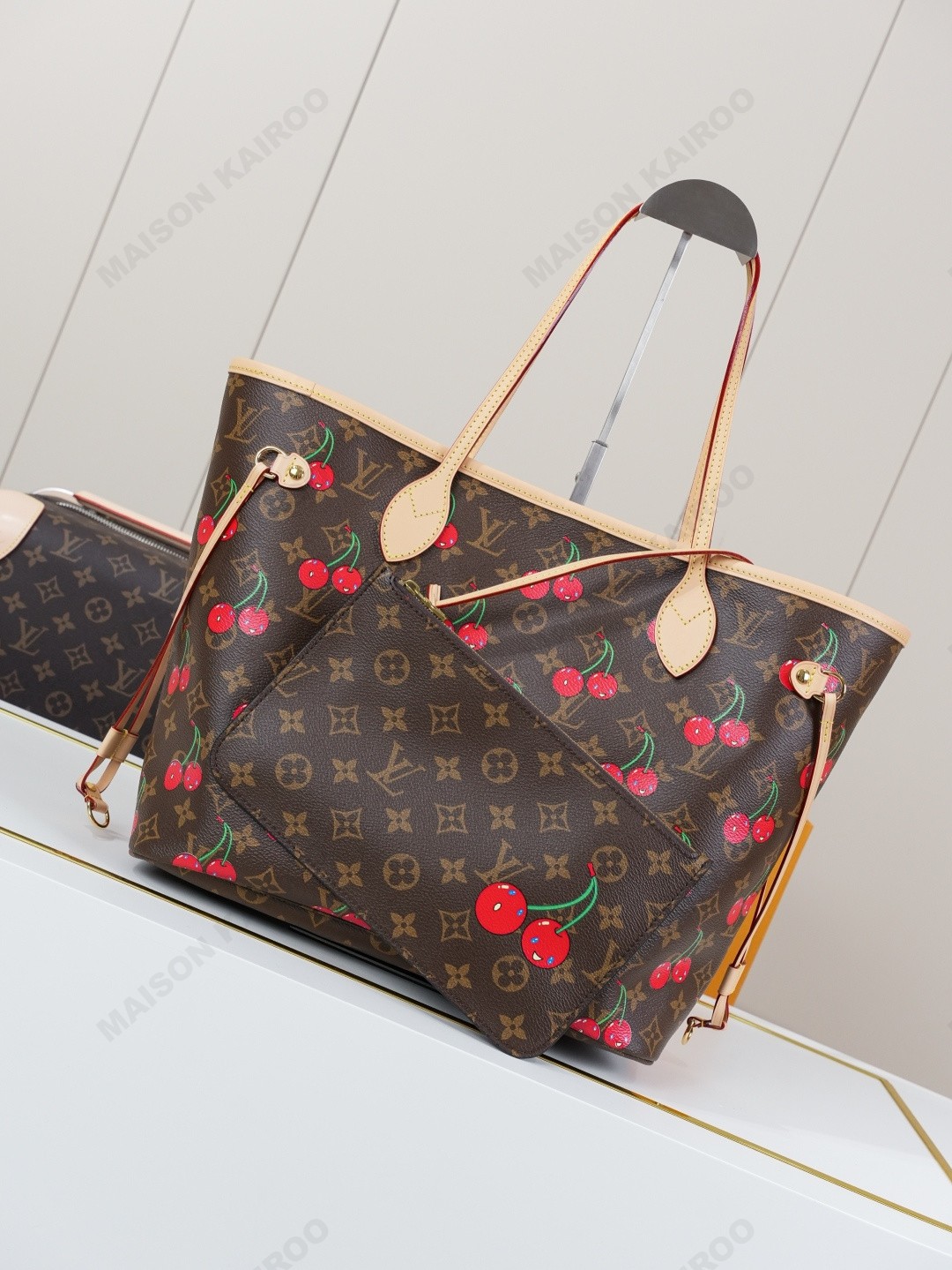 Louis Vuitton LV x TM Neverfull MM Monogram Canvas Cherry Print Tote Bag With Pouch - KAIROO