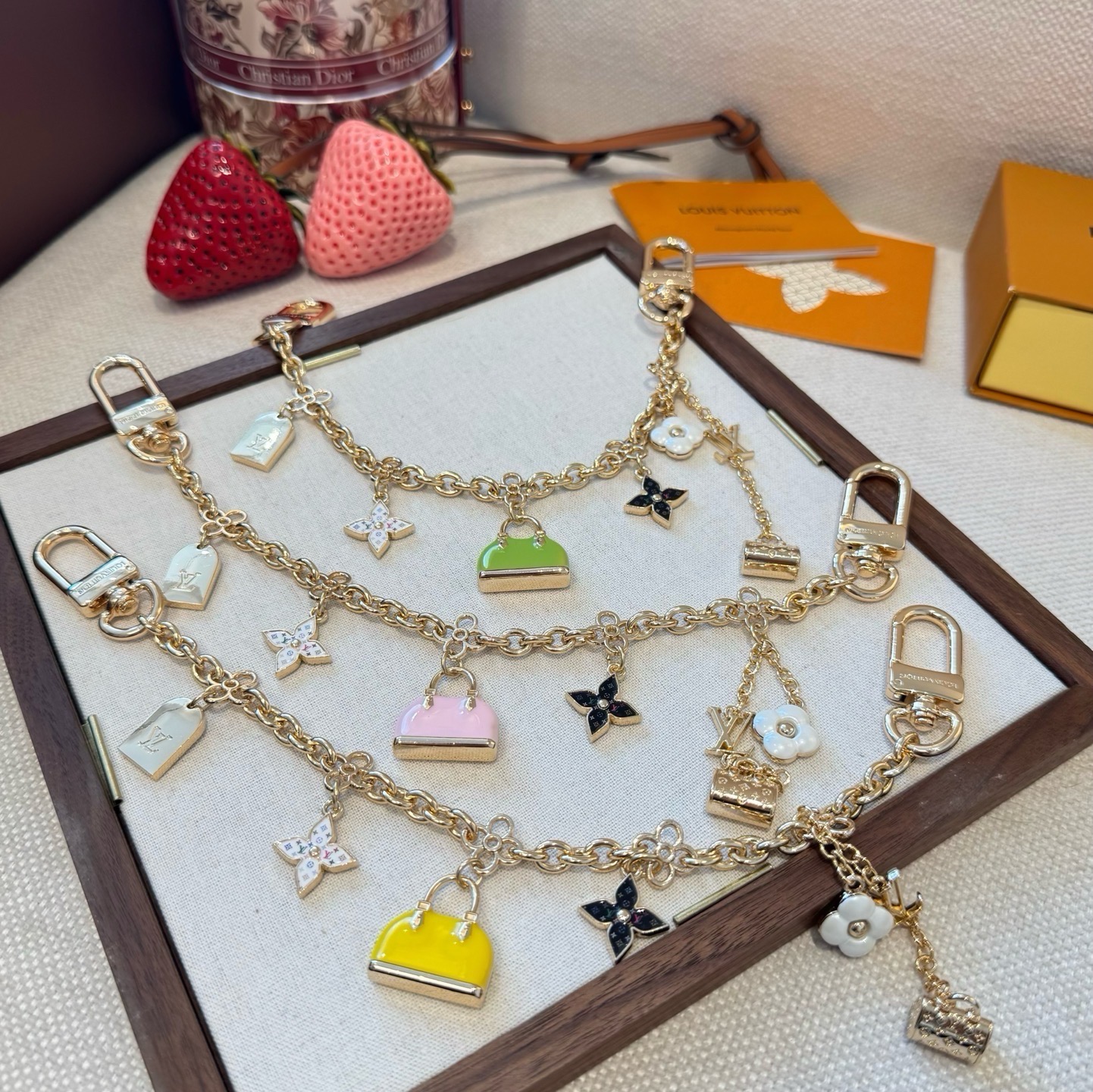 Louis Vuitton LV Multi-Motif Long Chain Mini Alma Keychain & Bag Charm - KAIROO