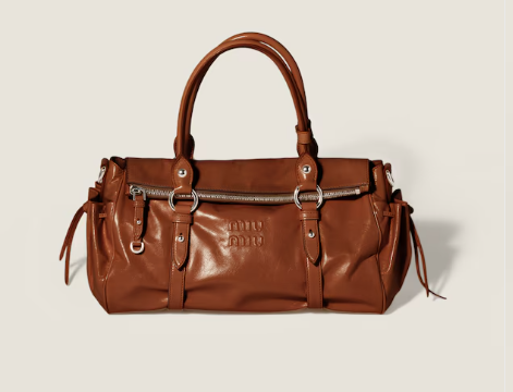 Miu miu Palisander Shiny leather handbag 5BA328