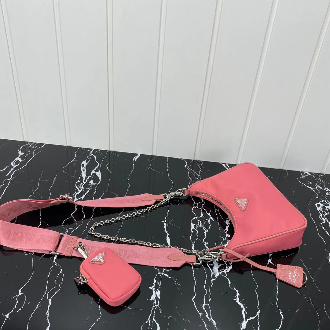 Prada HOBO 22 BAG IN DARK PINK RE-NYLON
