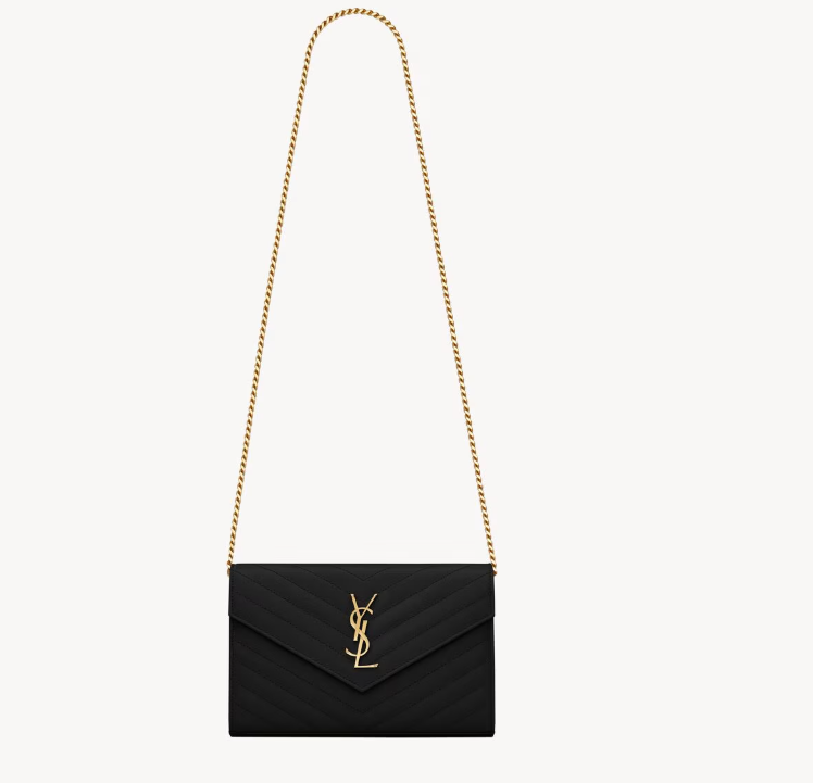 Saint Laurent Black Grained calfskin Cassandre Chain Wallet