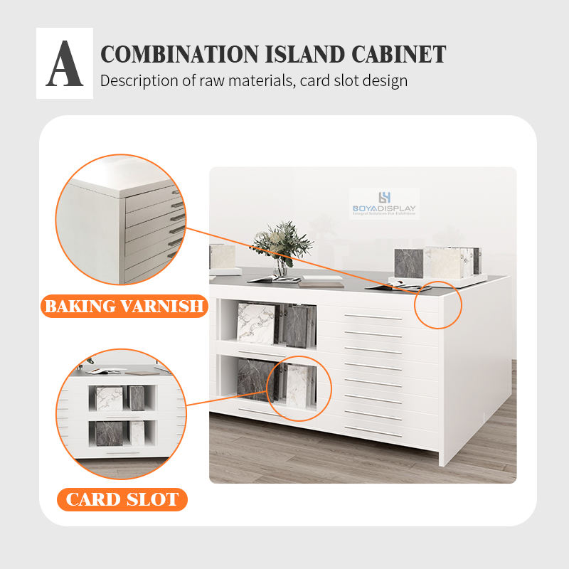 Showroom Use Hot Sale Type Custom Size Ceramic Tile Display Rack Stone Sample Display Desk Cabinet Island Table