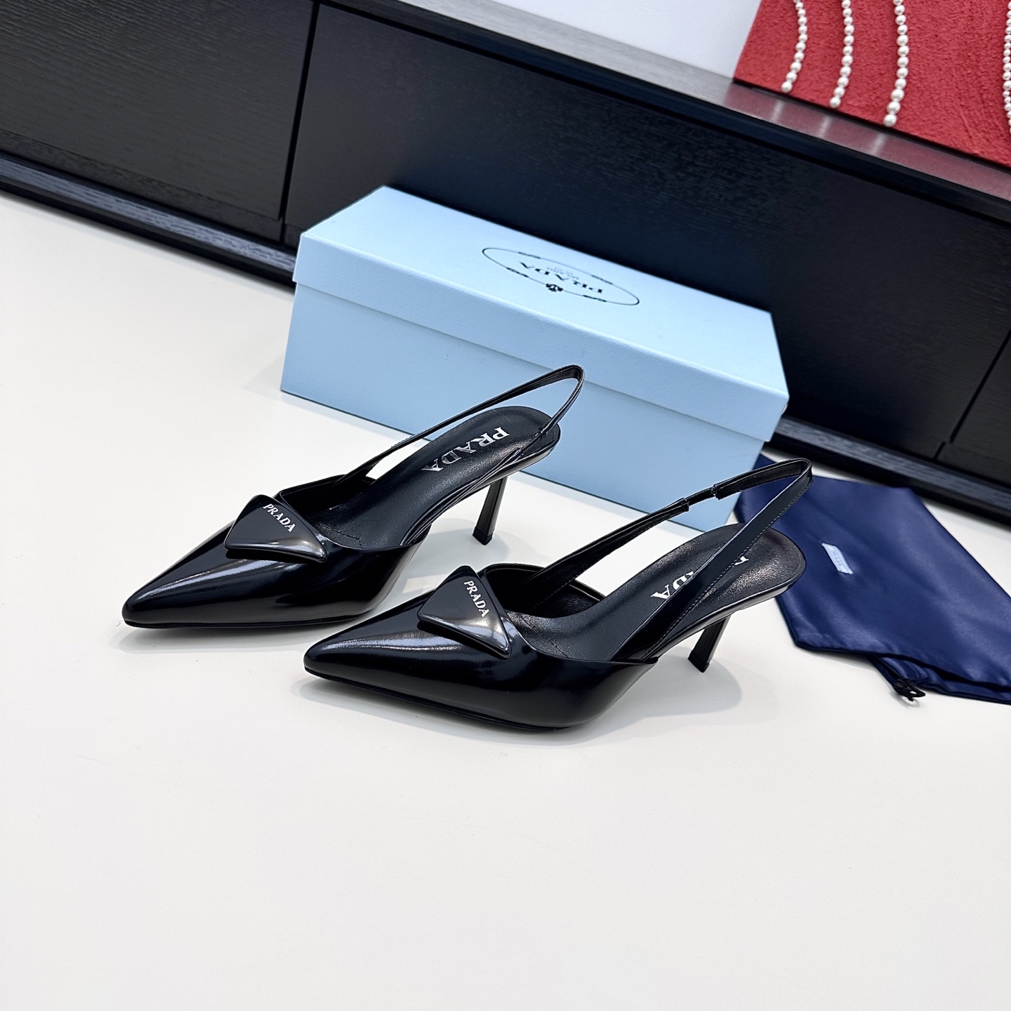 Prada Brushed Leather Singback Pump