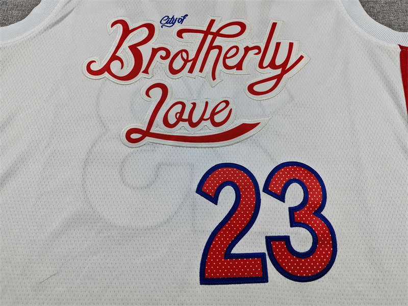 Men's LeBron James #23 Philadelphia 76ers Stitched Jersey | White City Edition‑Brotherly Love Theme