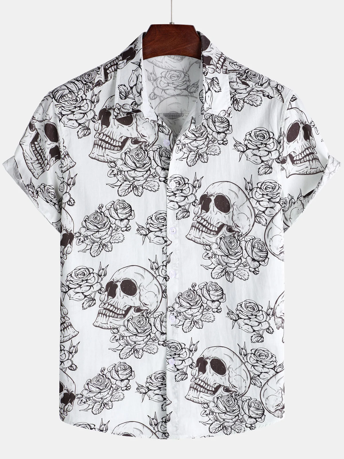 Men's Skull Cool Rock Hawaiian Short Sleeve Shirt