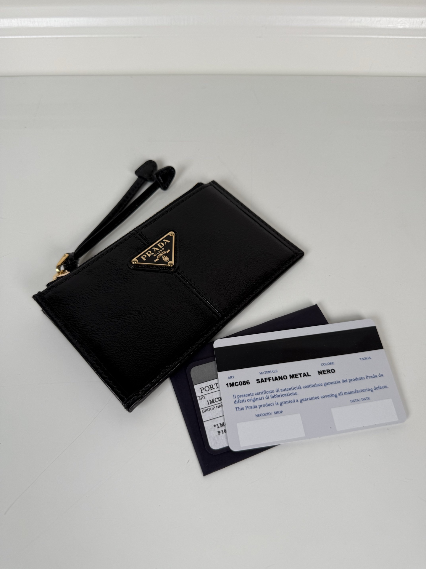 Prada Calfskin Card Holder-Black