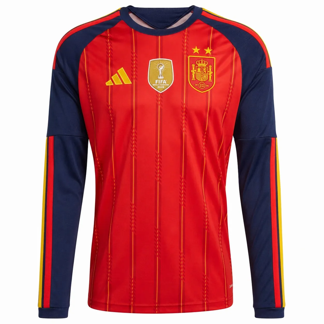 Spain Home Long Sleeves Champion Jersey Fan Version World Cup 2026 - 2 Stars