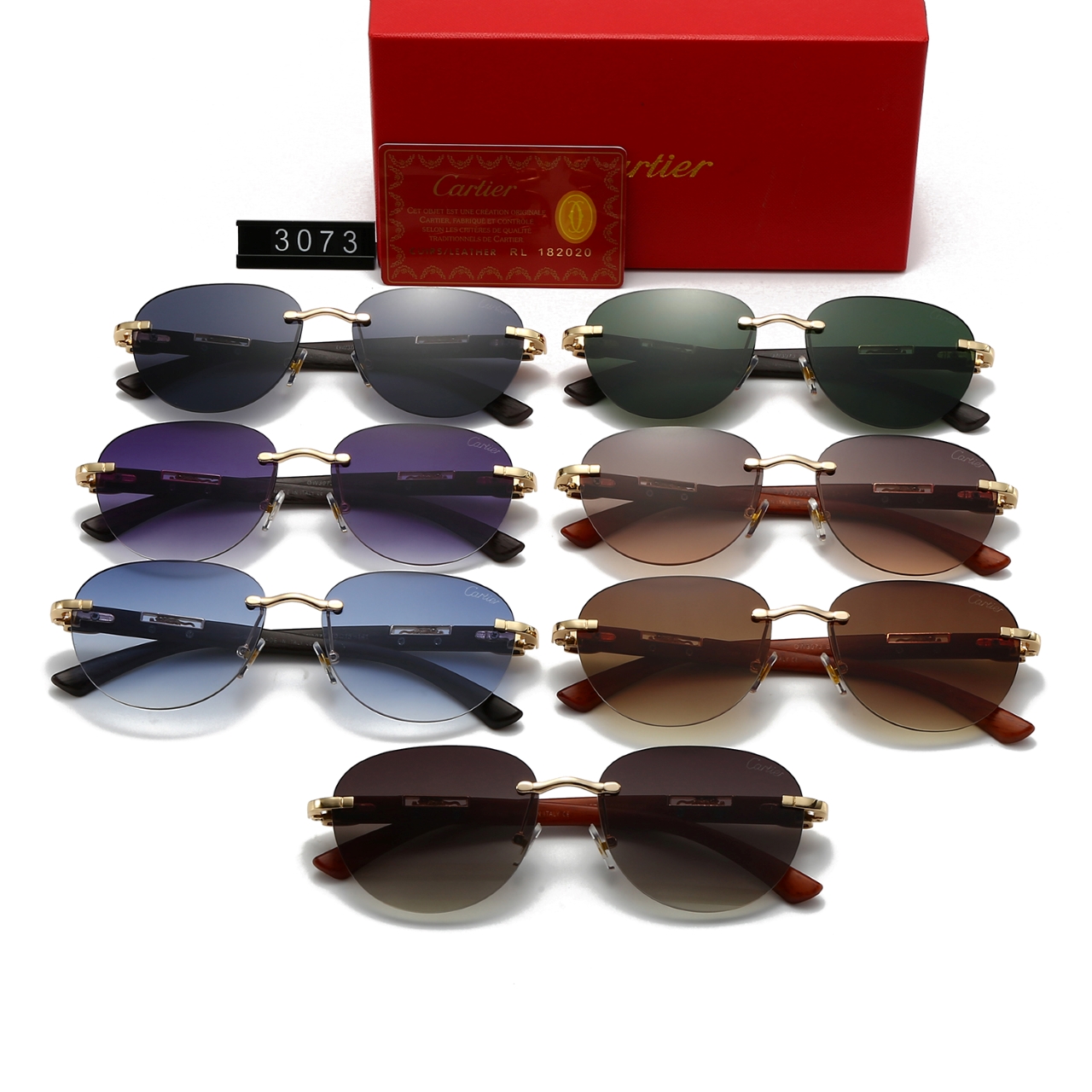 Cartier Metal and Wood Rimless Sunglasses Top quality - KAIROO