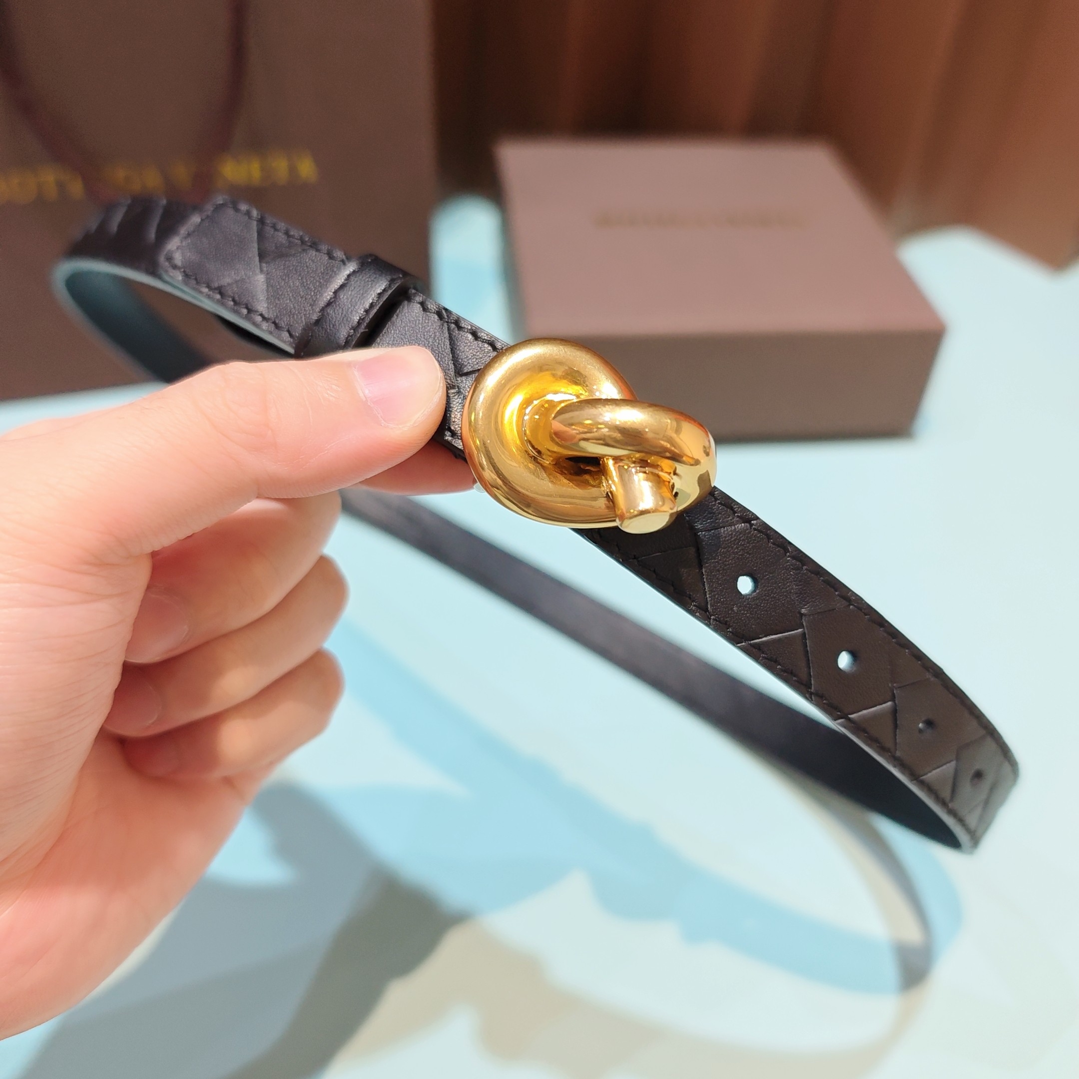 Bottega Veneta Knot Leather Belt 2.0cm