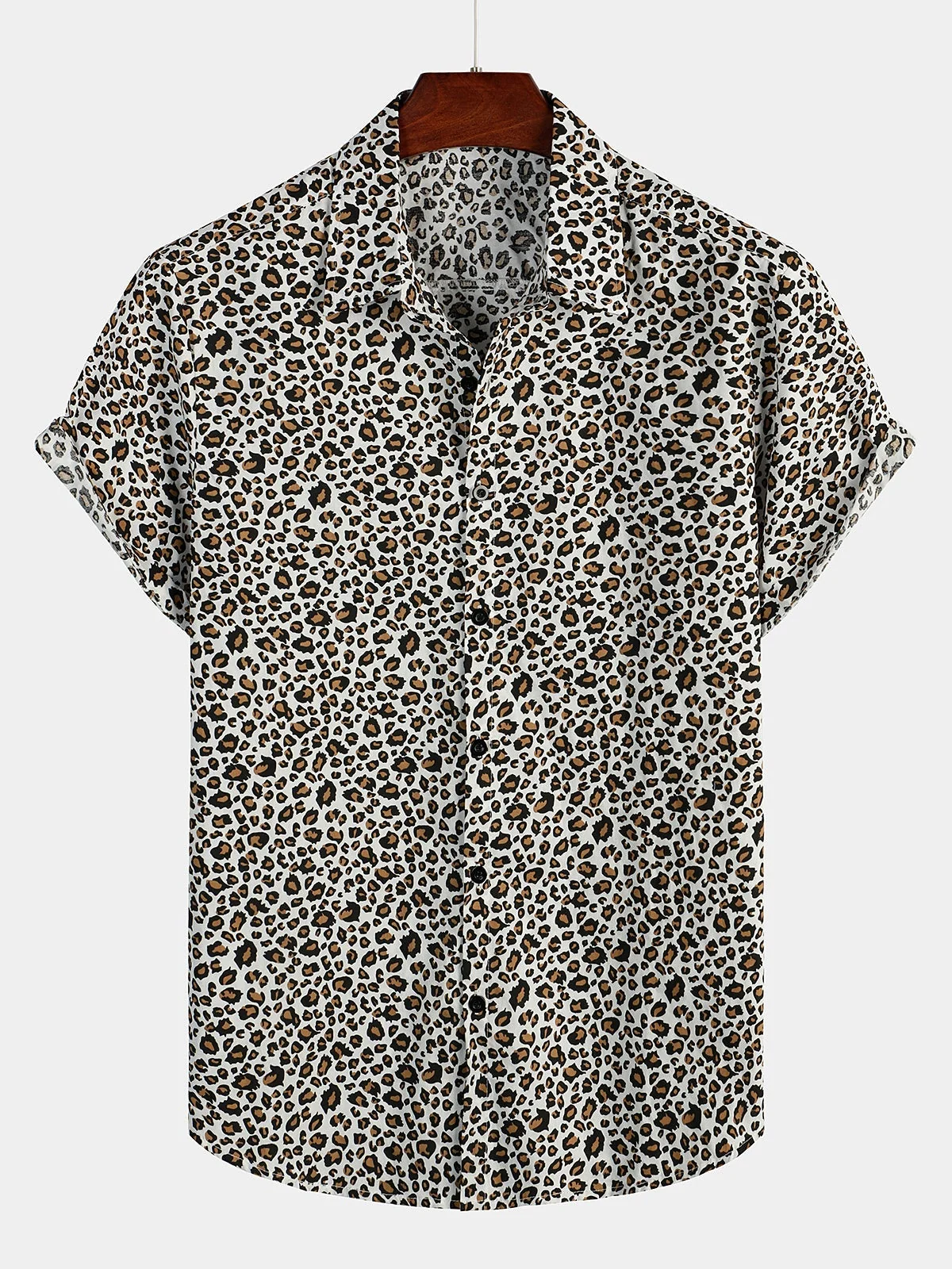 Men's Leopard Print Rock Short Sleeve Shirt
