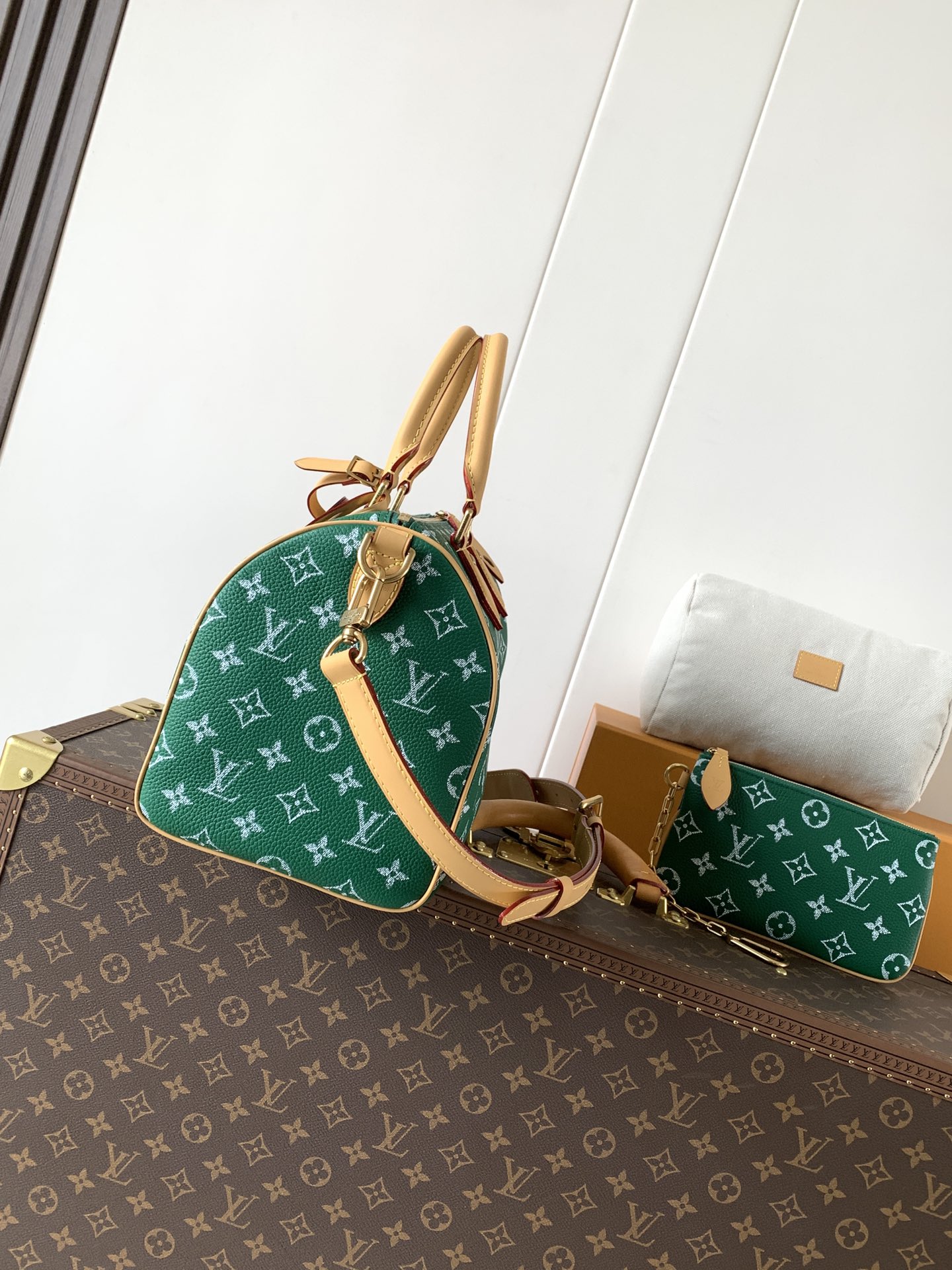 LV M24423 Speedy P9 Bandoulière 25 in Green Monogram Soft calfskin