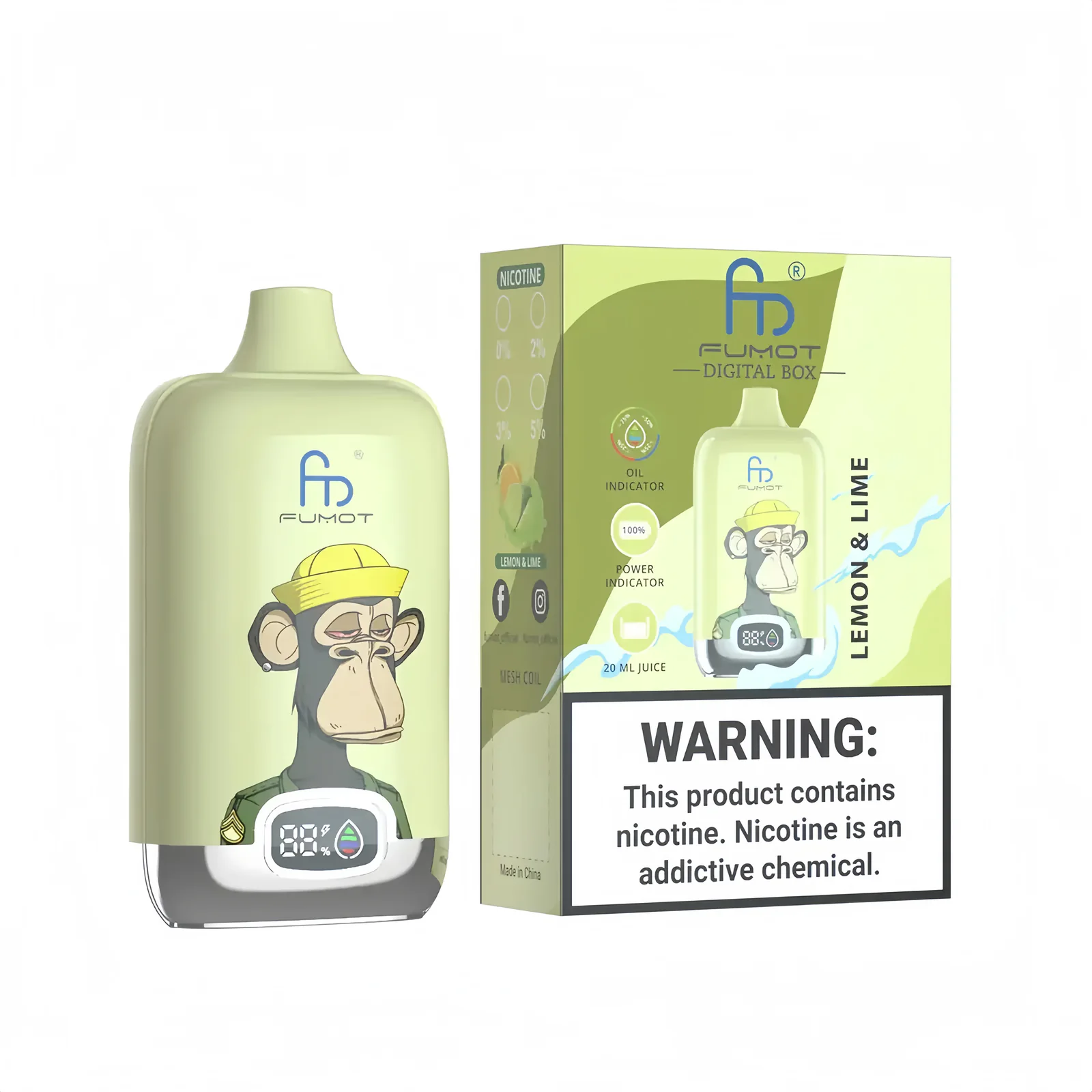 FUMOT Digital Box 12K Disposable Vape – Lemon Lime - Vaba Vape-Shop