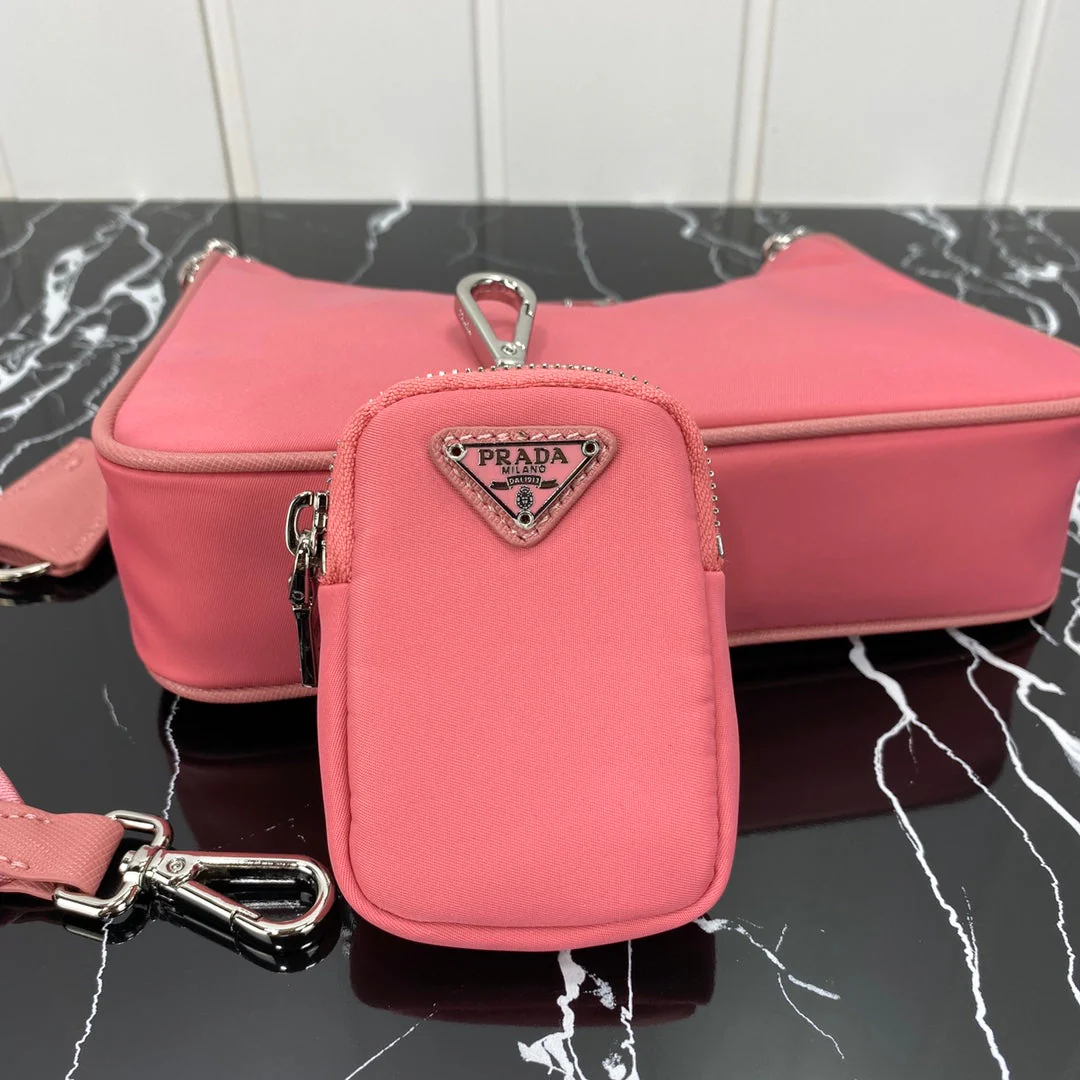 Prada HOBO 22 BAG IN DARK PINK RE-NYLON