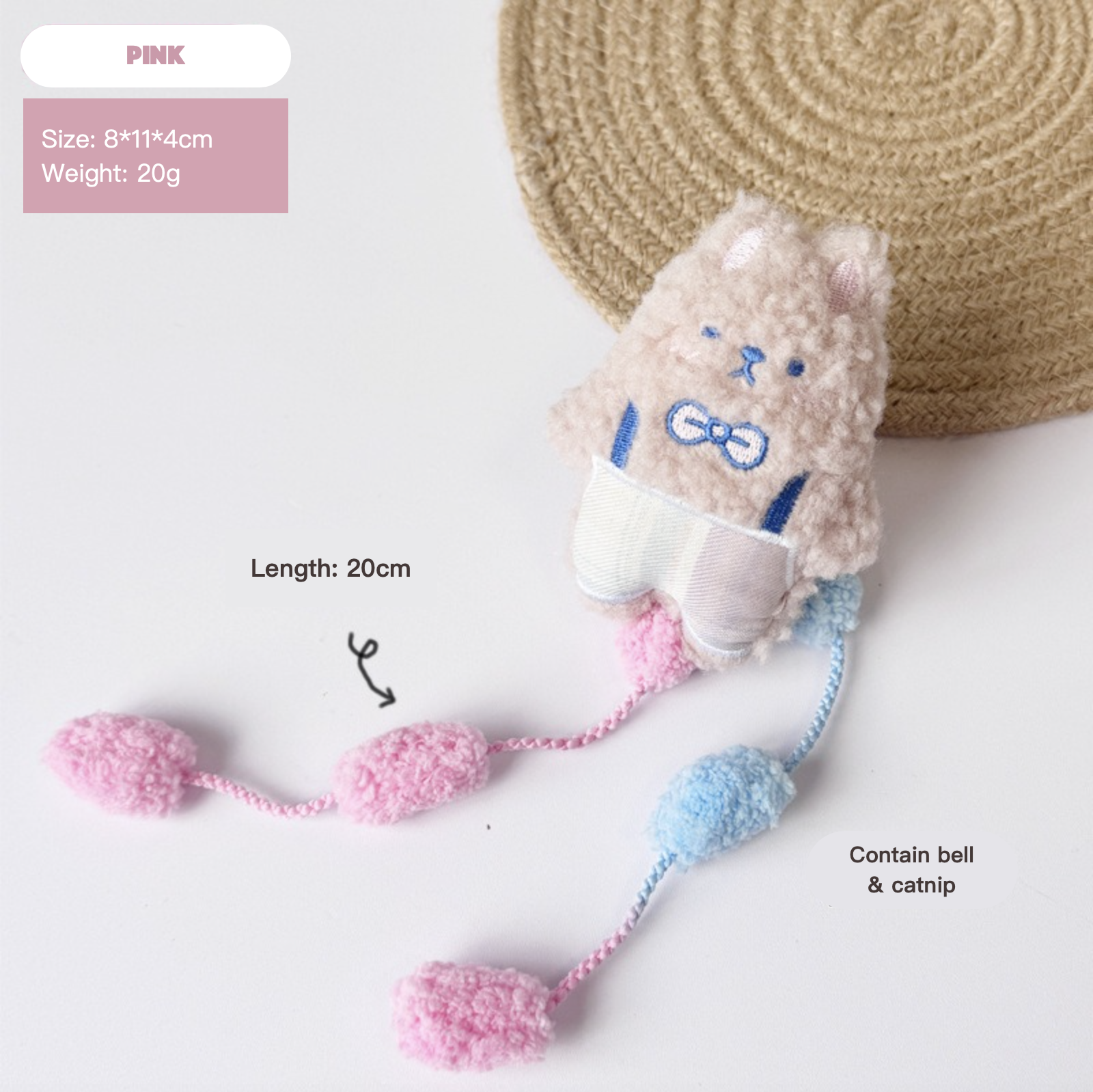Cute Cartoon Plush Cat Interactive Toy Teddy Rabbit Contain Bell