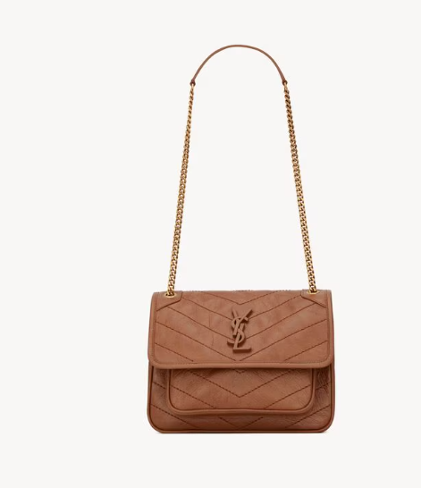 Saint Laurent Light Camel Vintage Leather Small Niki Bag