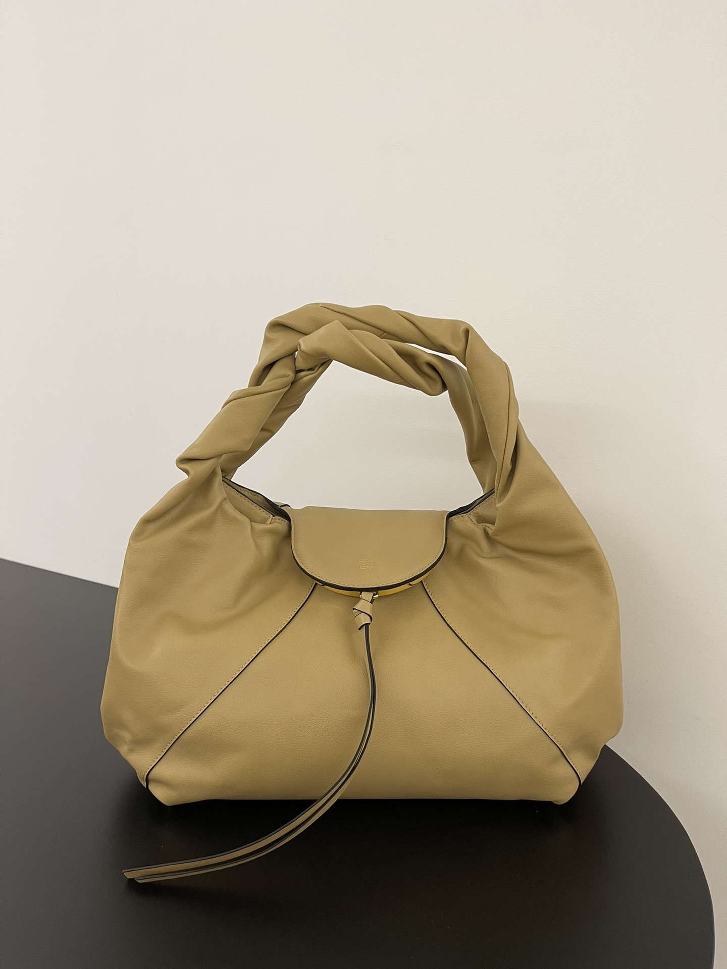 Fend Large Spy Bag in Beige Leather