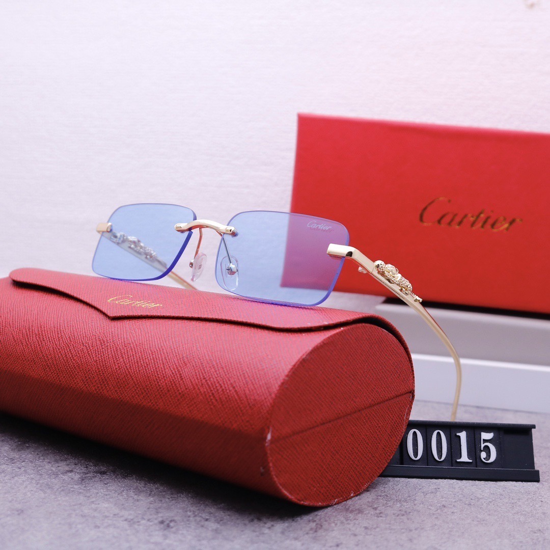 Cartier Metal Rimless Rectangular Sunglasses Top quality - KAIROO