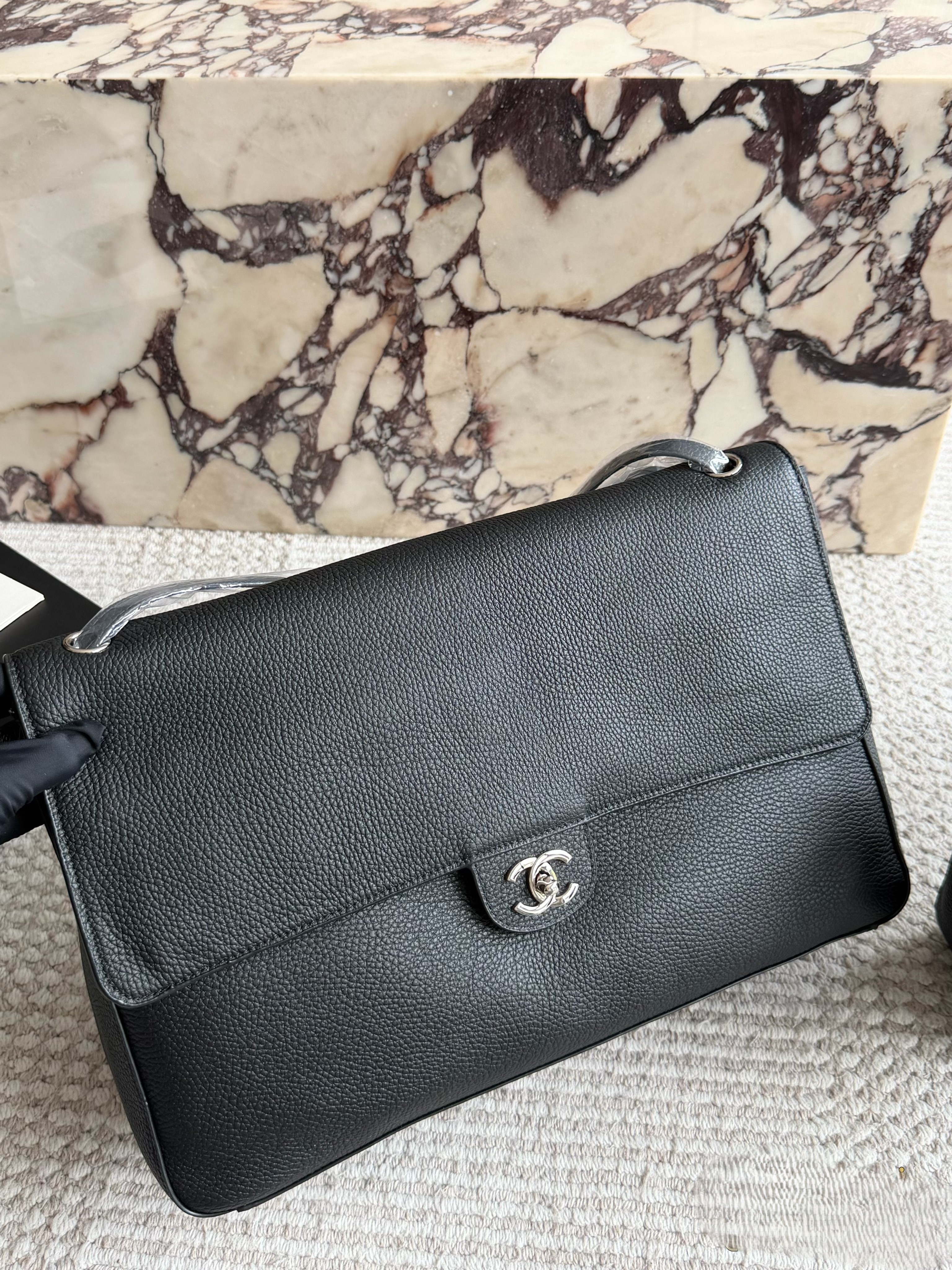 Chanel CF Maxi XXL/L 45CM/34CM  Airport Grained Leather CC Logo Oversized Flap Chain Shoulder Bag - KAIROO