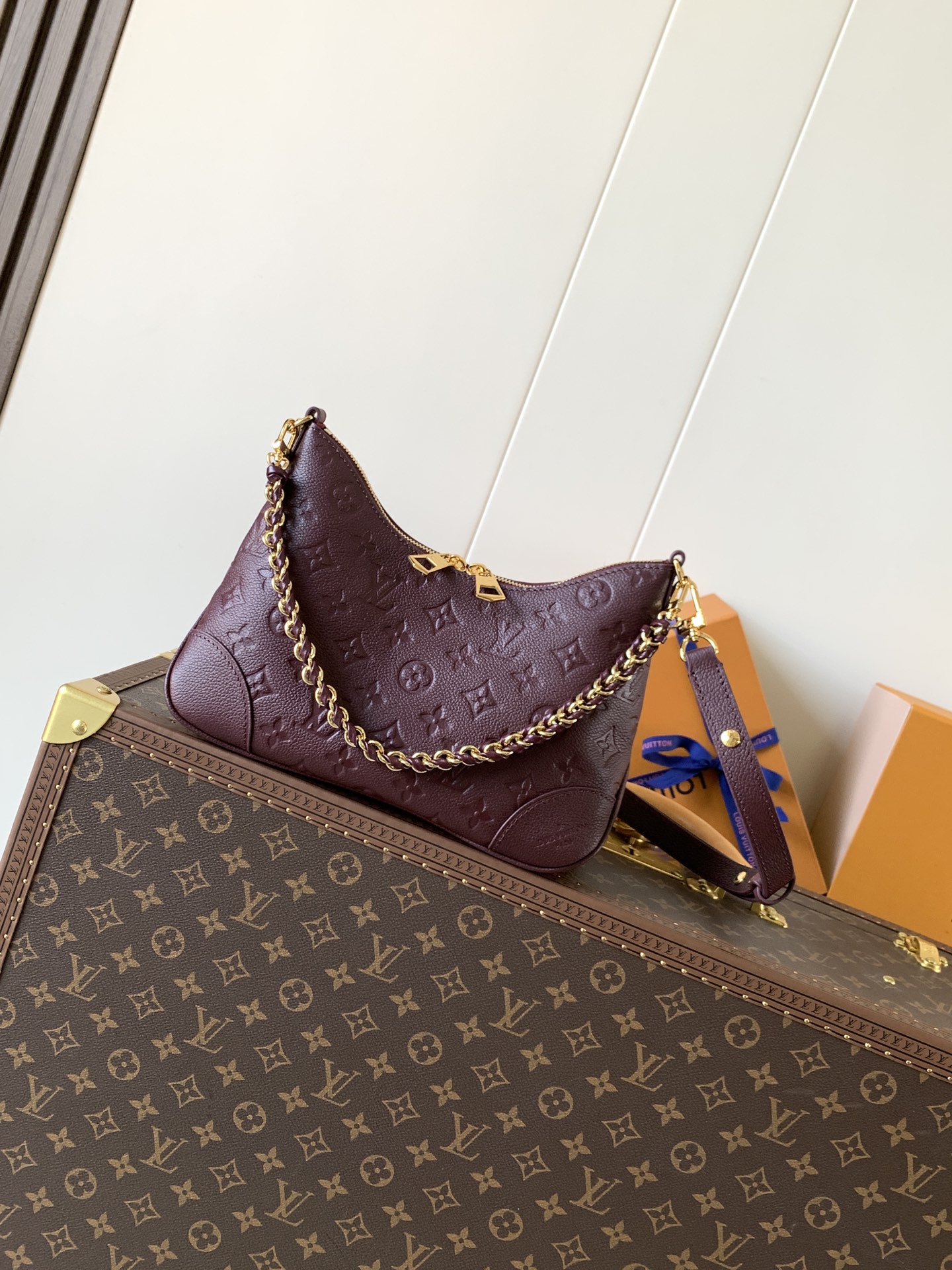 M25827 LV Boulogne PM Bag in Grenat Monogram Empreinte Leather