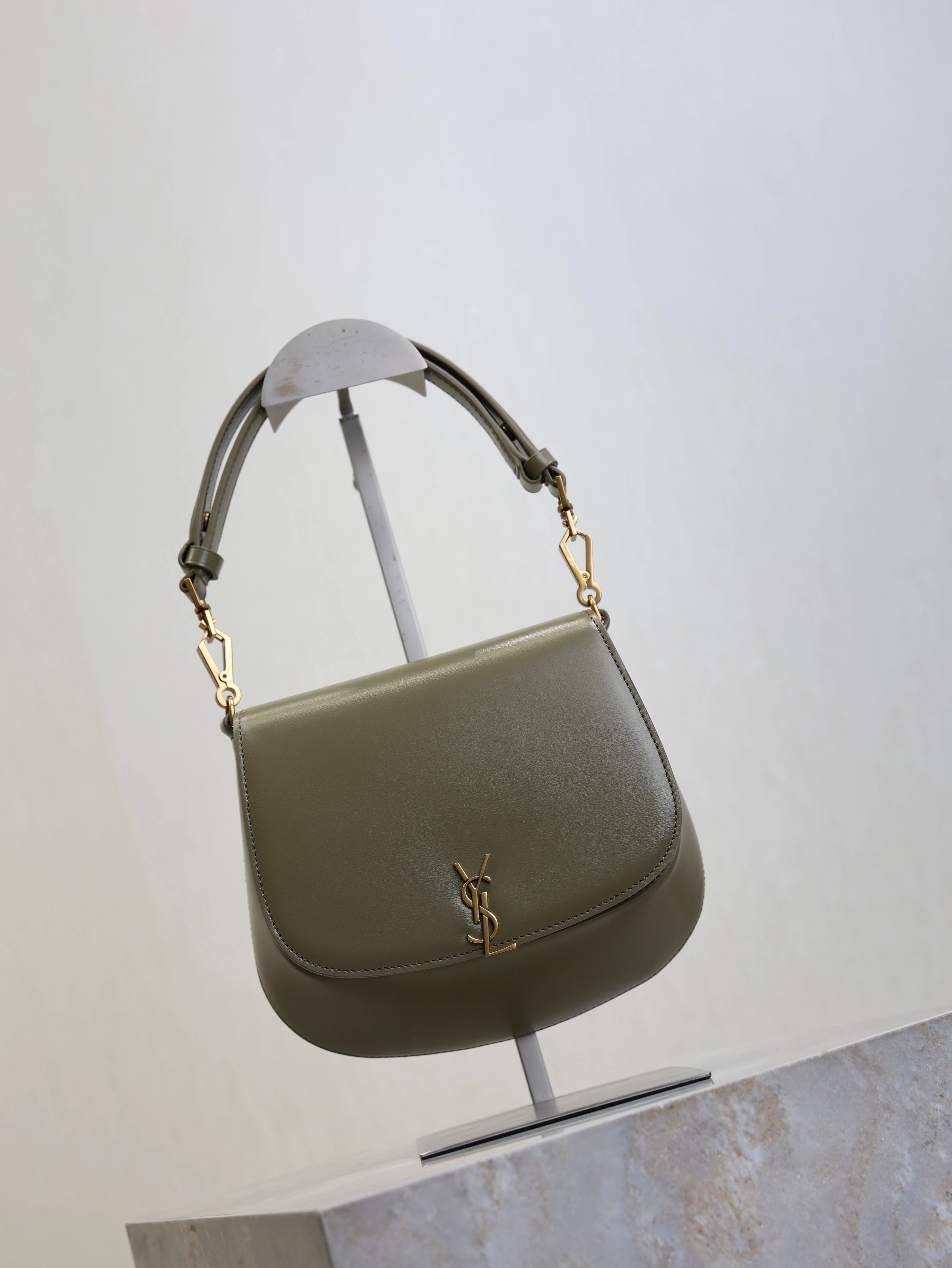 Saint Laurent YSL Mini Voltaire 21cm Olive Green Calfskin GHW