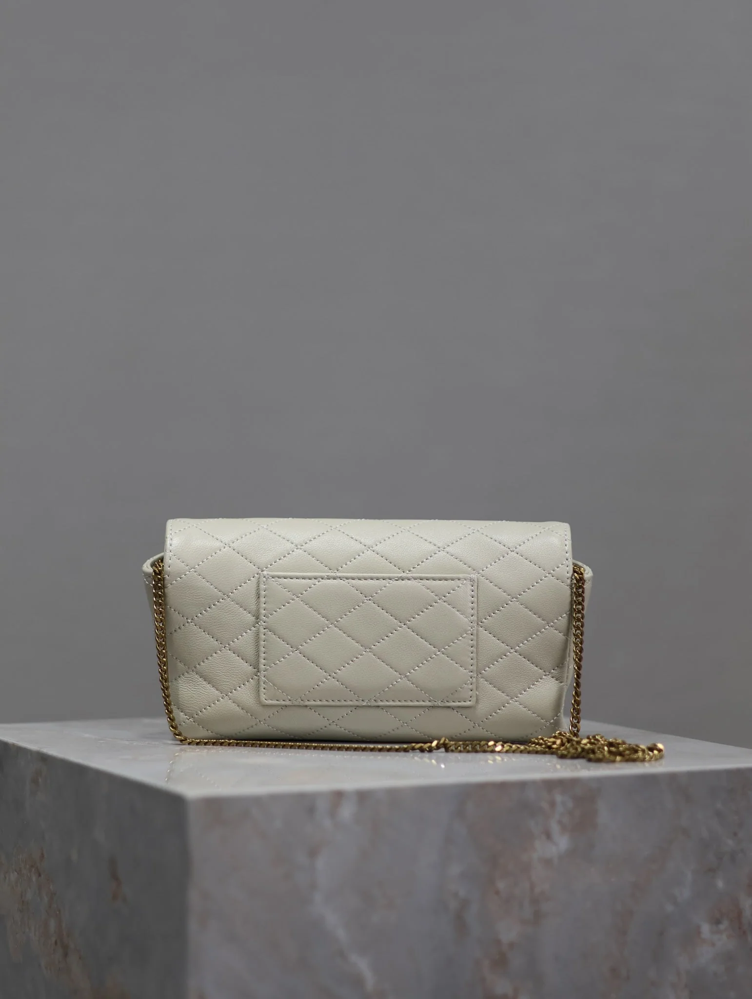 Saint Laurent YSL Gaby Phone Bag 19cm White Quilted Leather GHW