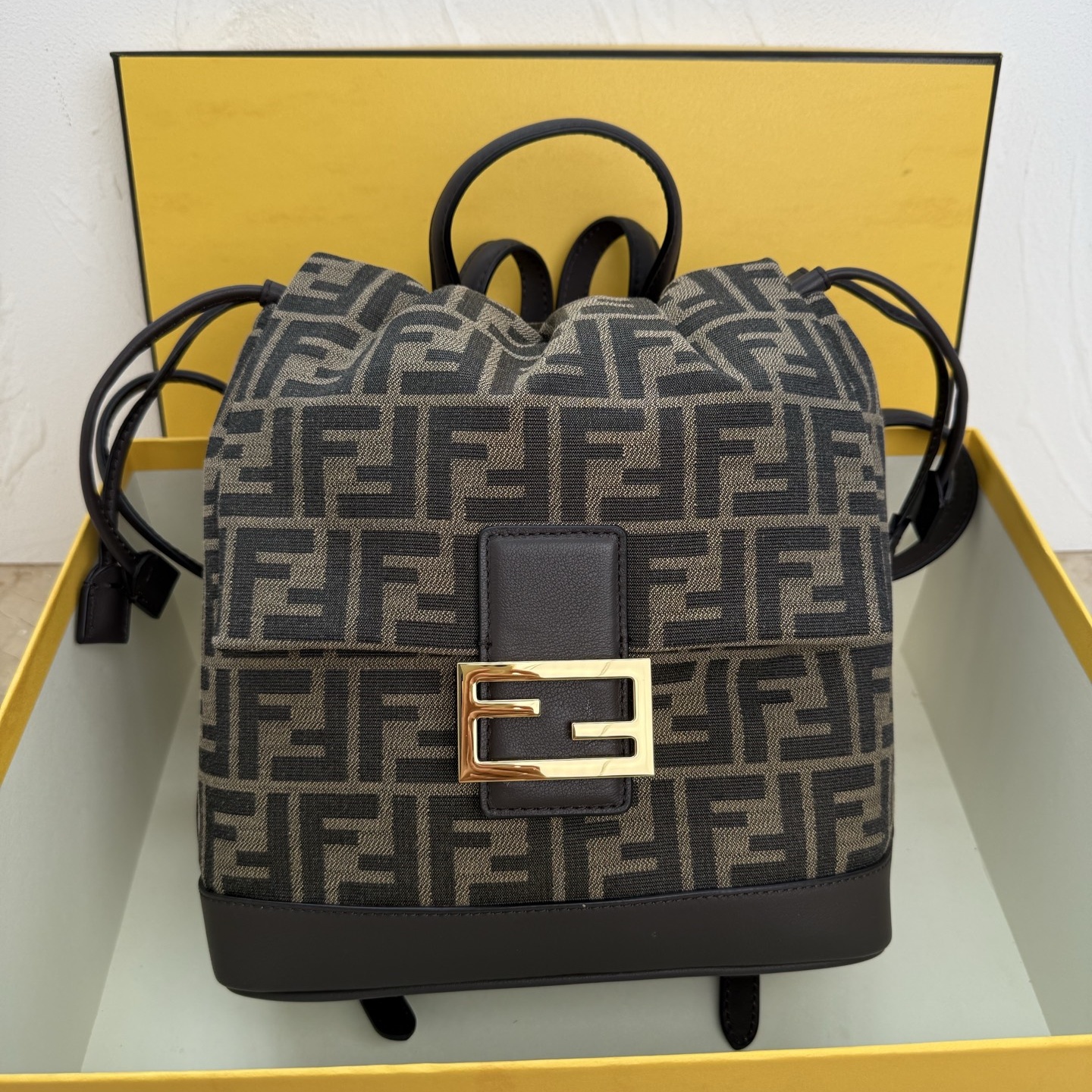Fendi Bags FF jacquard fabric backpack textile  8BZ057 (10A Mirror Version)