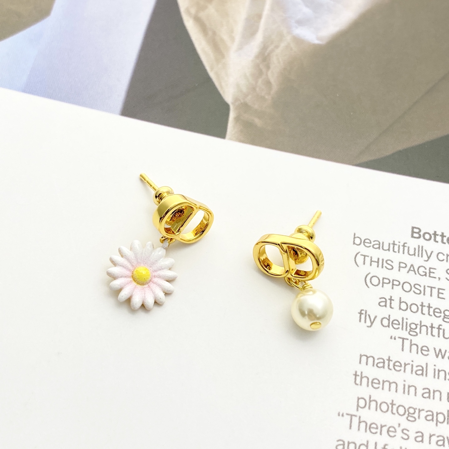 Dior Pearl and Flower Earrings