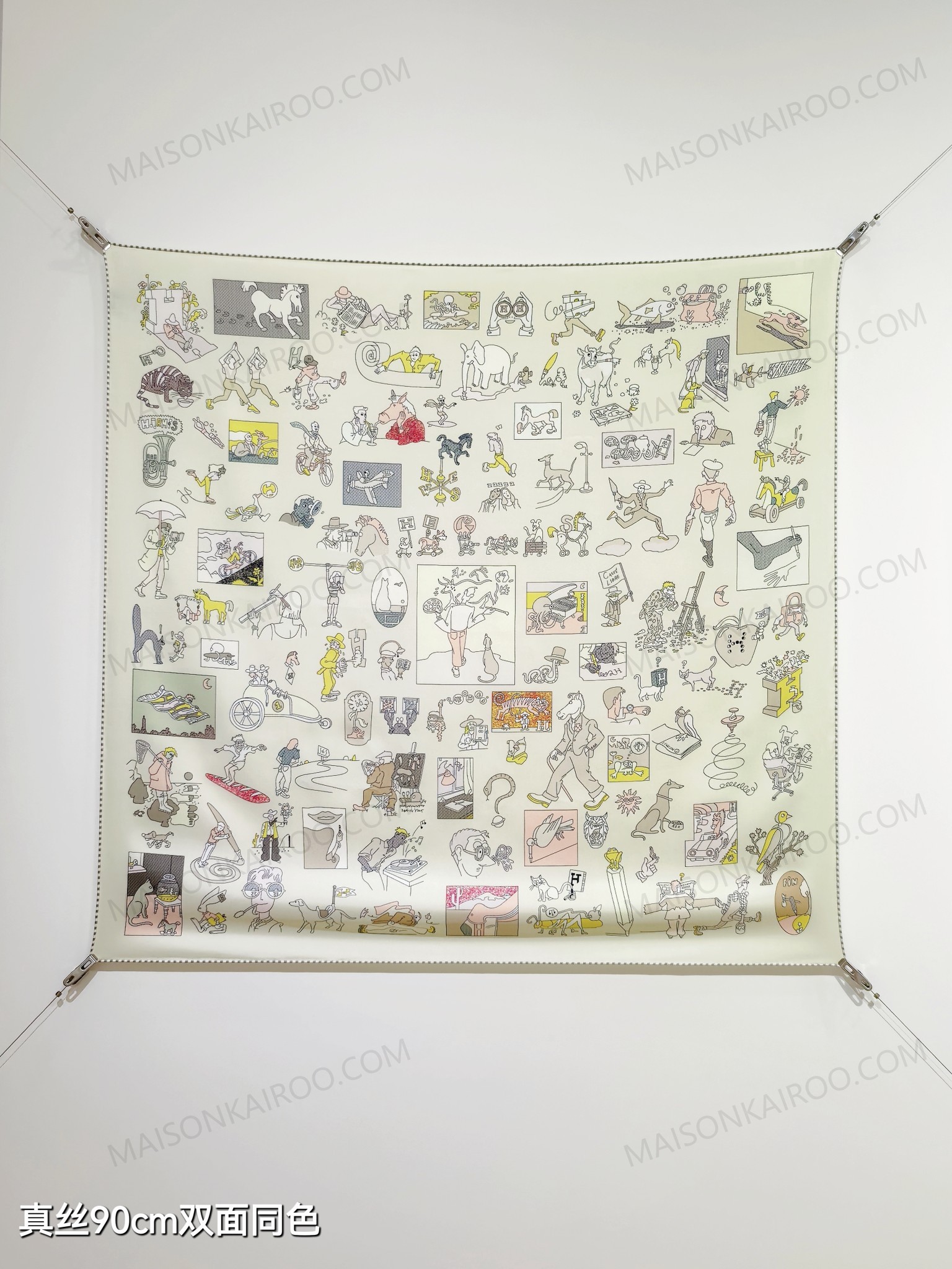 Hermes Carre Libre Sketch Comic Square Scarf - KAIROO