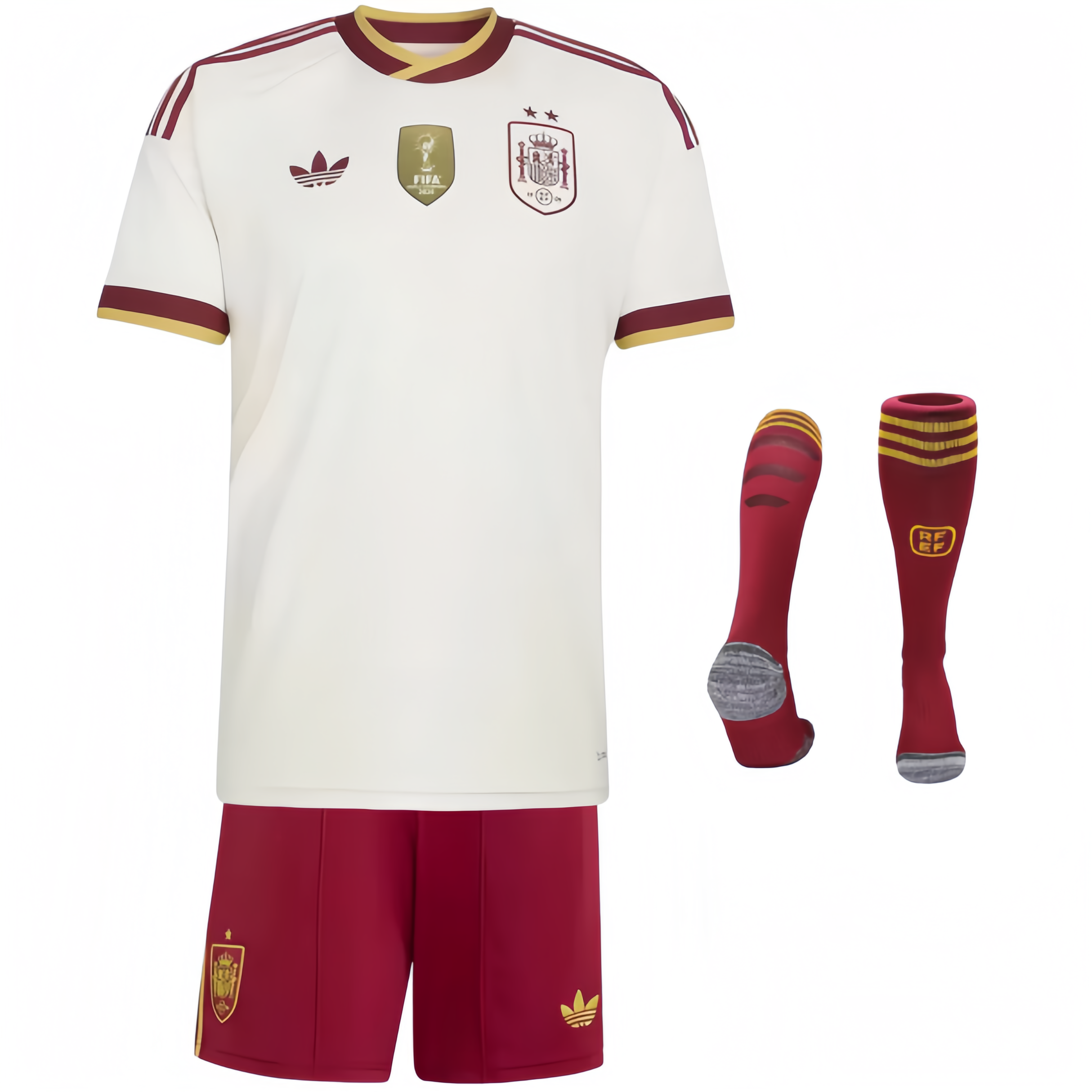 Kids Spain Away Champion Jersey Suit & Socks World Cup 2026 - 2 Stars