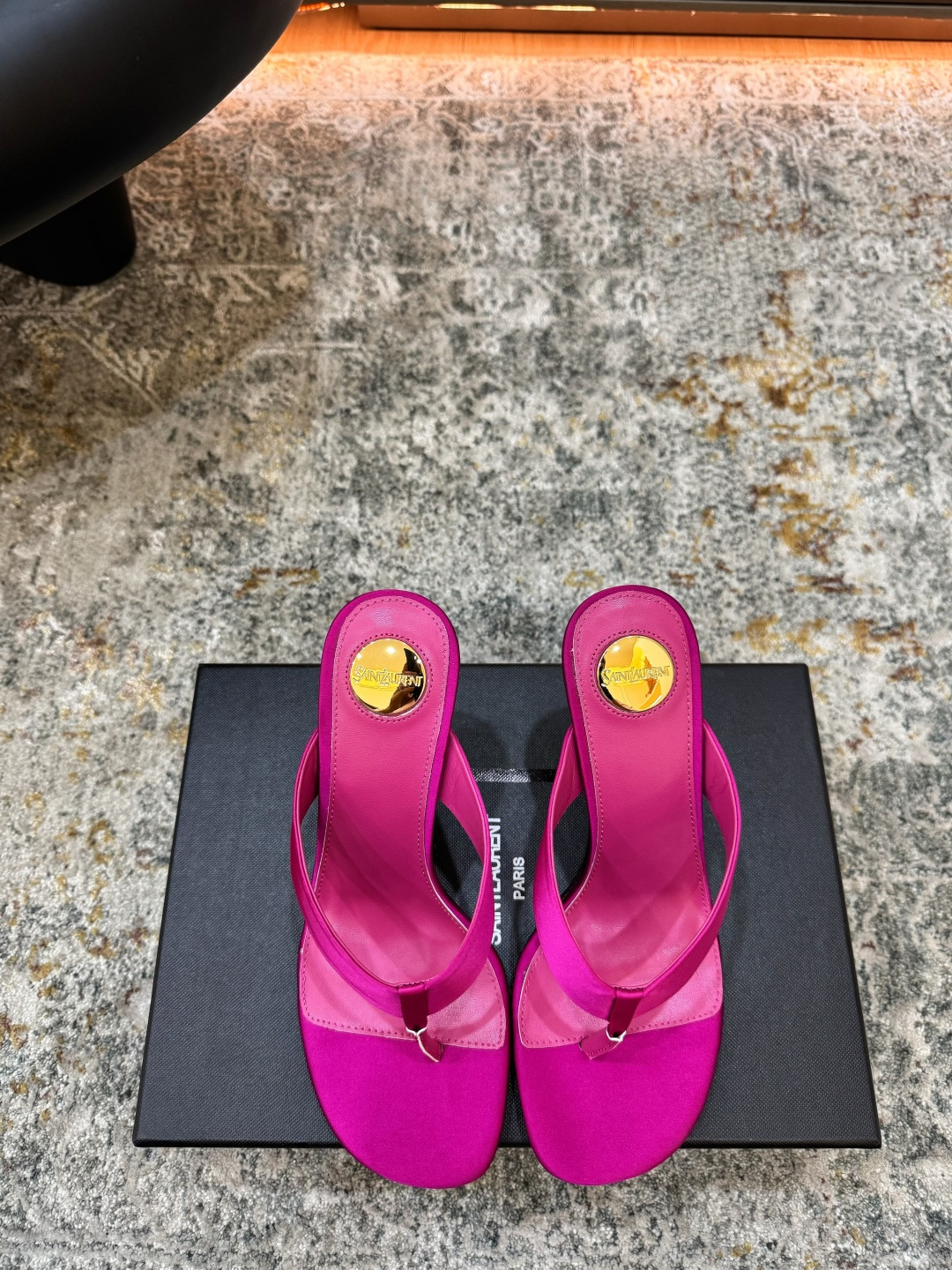 Saint Laurent Fuchsia  OPYUM mules in satin crepe