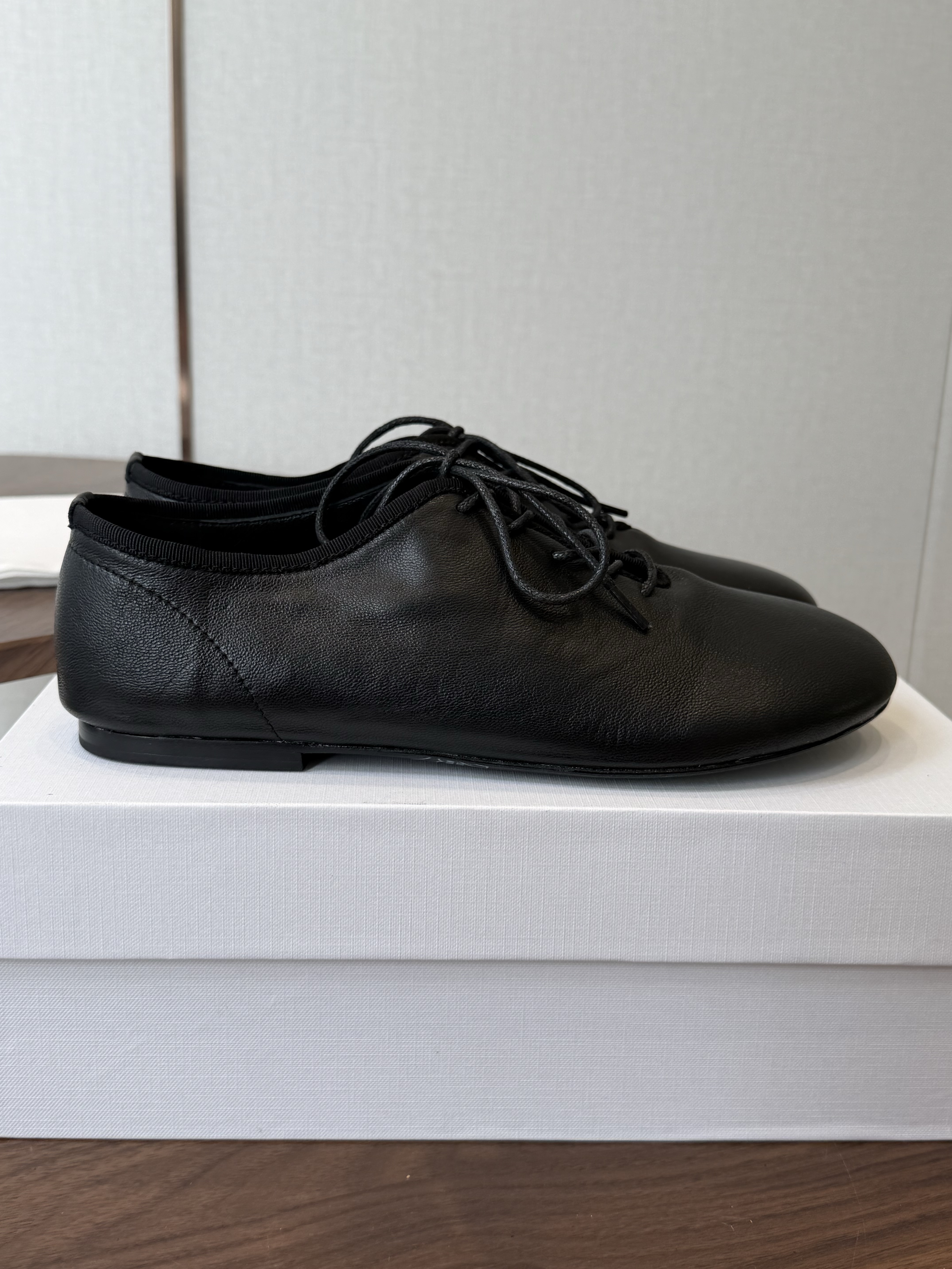 The Row Low Lambskin Race-up Loafer