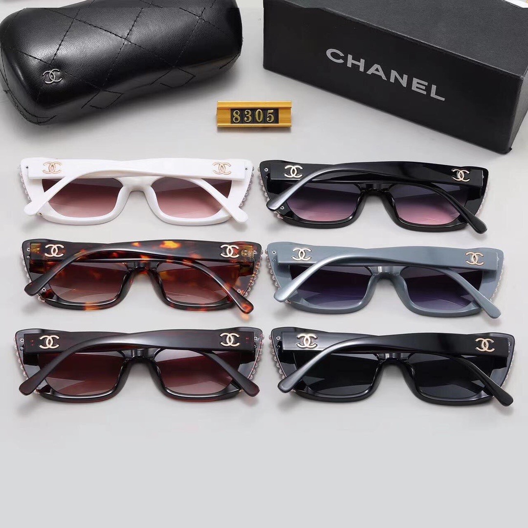 Chanel Vintage Cat-Eye Sunglasses With Outer-Rim Micro Pearl Embellishments And Temple CC Logo - KAIROO