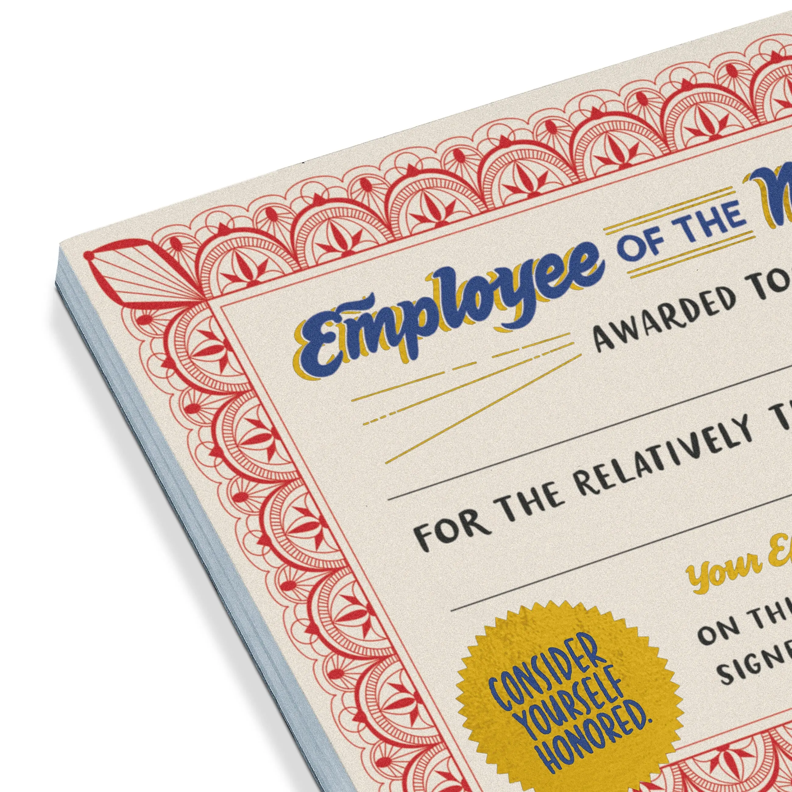 Employee of the Moment Award Certificate Notepad - Funny Gold Foil Office Recognition Pad (50 Sheets) - The Ultimate Coworker Gag Gift & Manager Toolkit